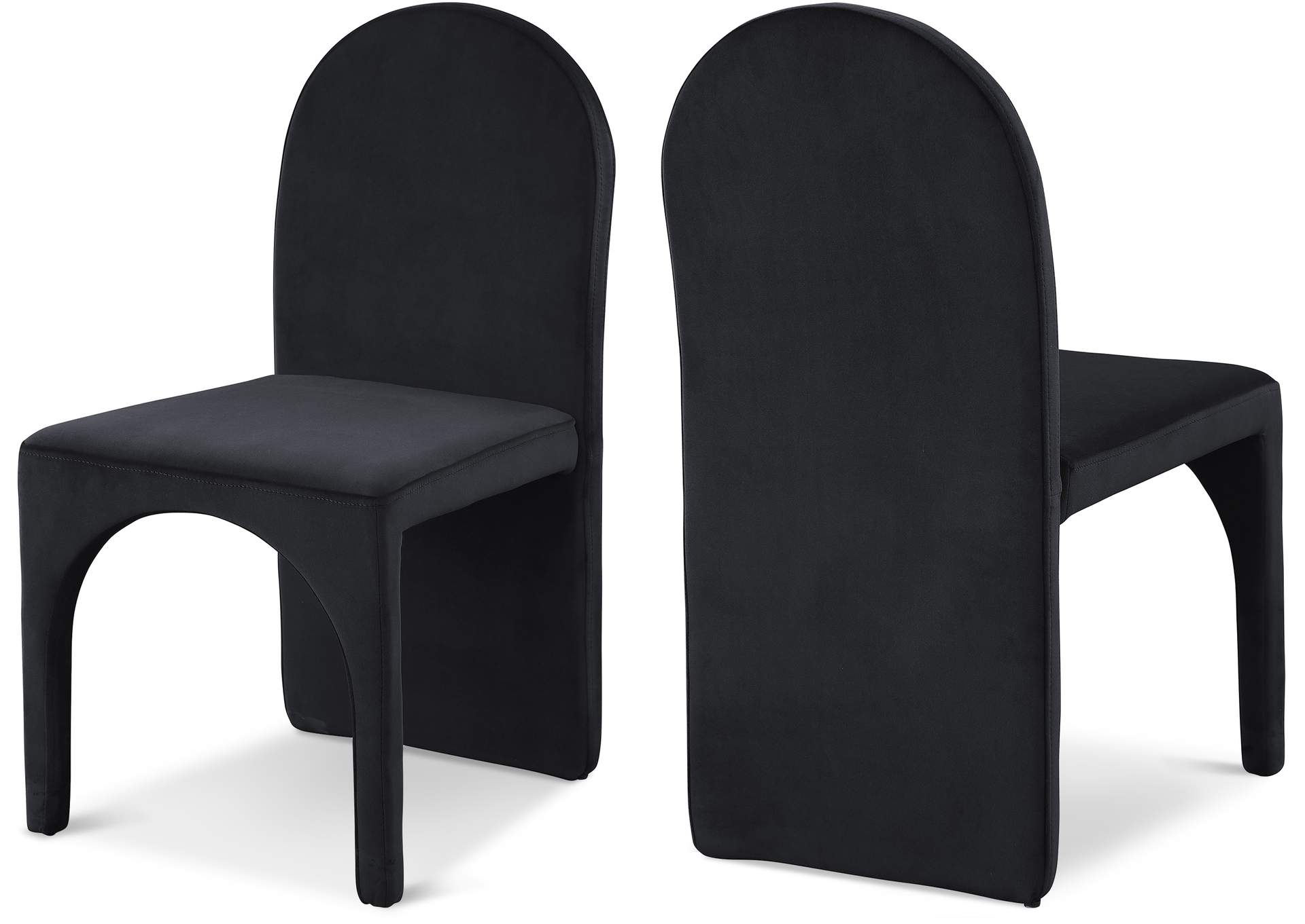 Summer Black Velvet Dining Side Chair Set of 2,Meridian Furniture