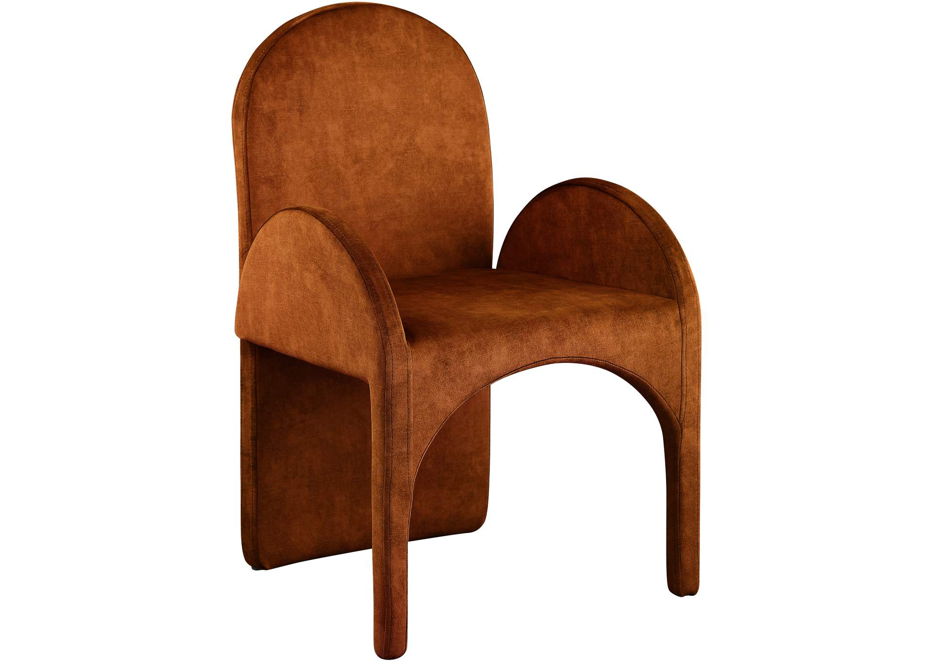 Summer Cognac Velvet Dining Arm Chair Set of 2,Meridian Furniture