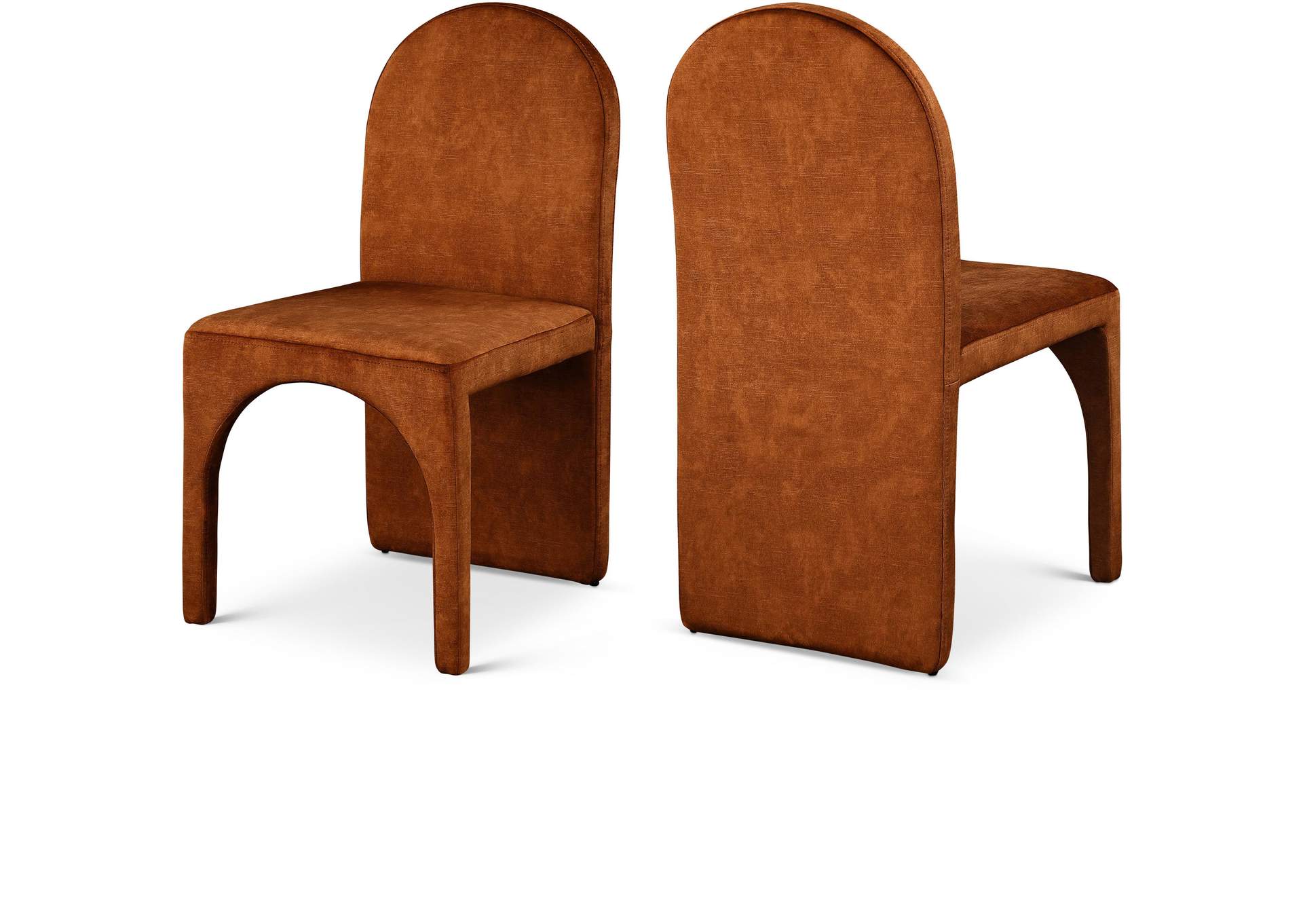 Summer Cognac Velvet Dining Side Chair Set of 2,Meridian Furniture