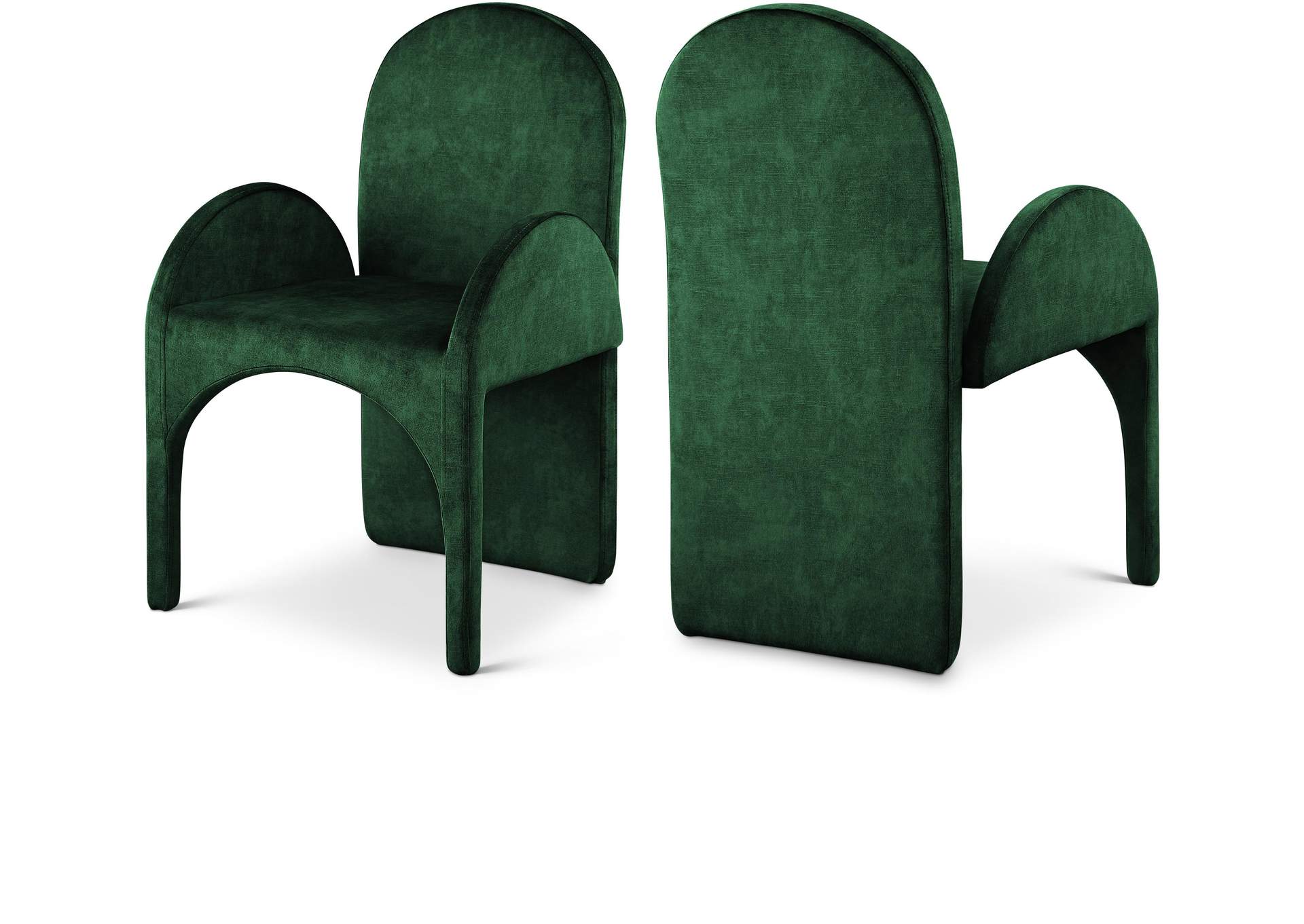 Summer Green Velvet Dining Arm Chair Set of 2,Meridian Furniture