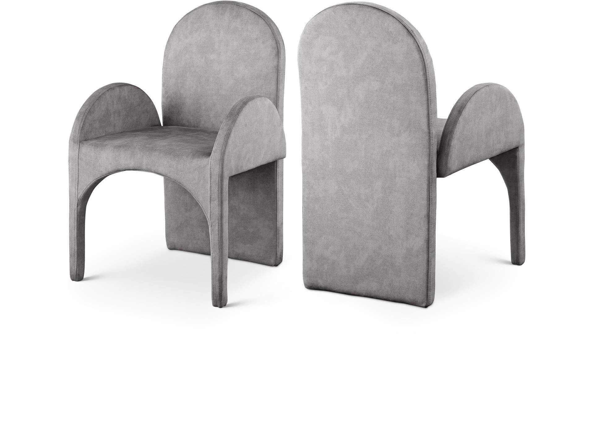 Summer Grey Velvet Dining Arm Chair Set of 2,Meridian Furniture