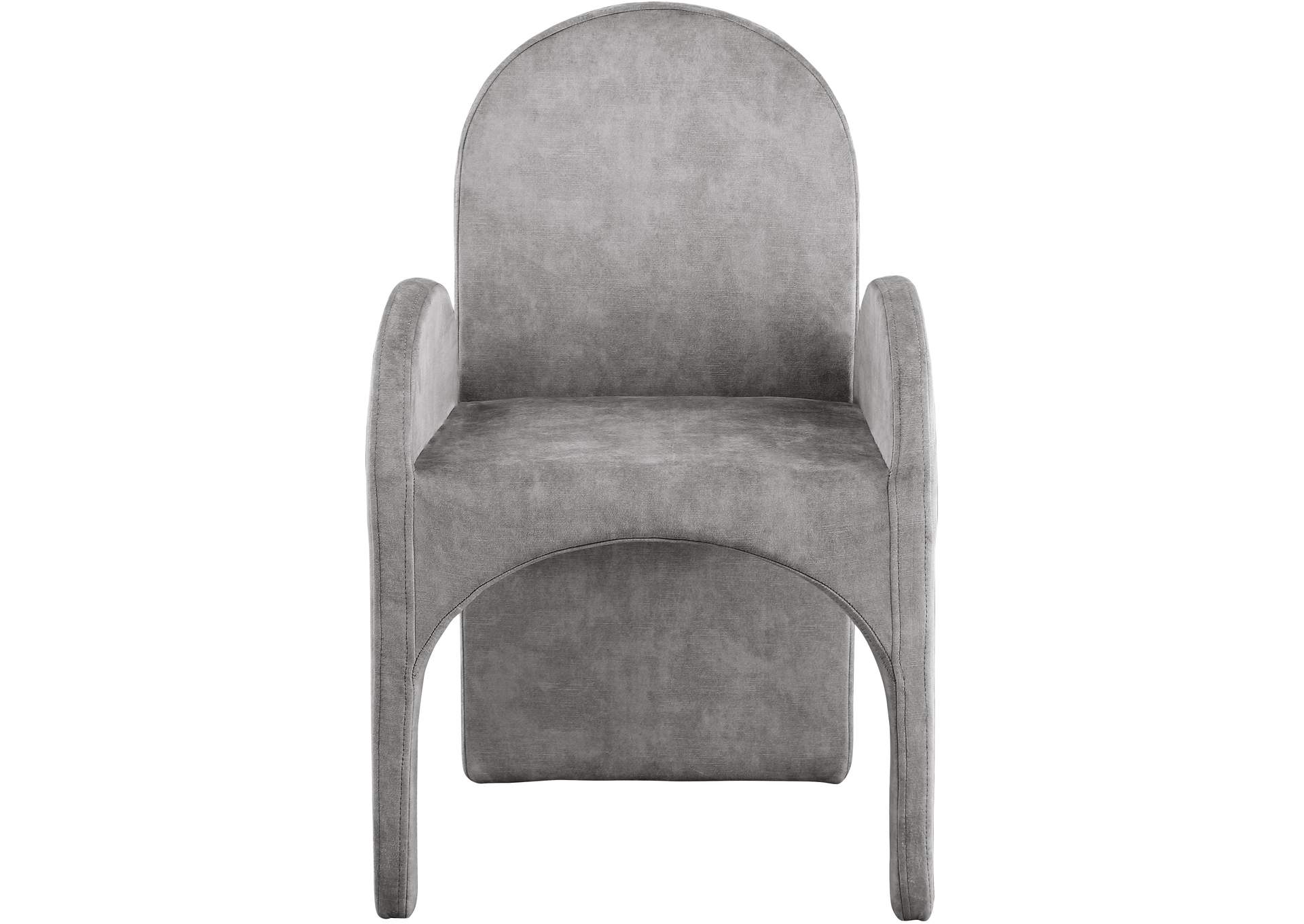 Summer Grey Velvet Dining Arm Chair Set of 2,Meridian Furniture