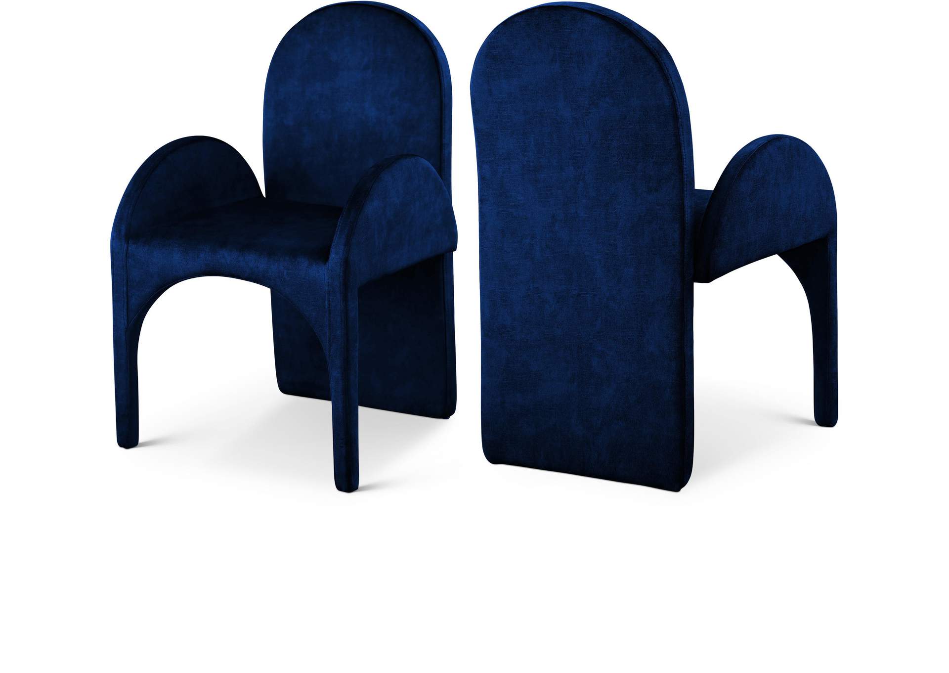 Summer Navy Velvet Dining Arm Chair Set of 2,Meridian Furniture