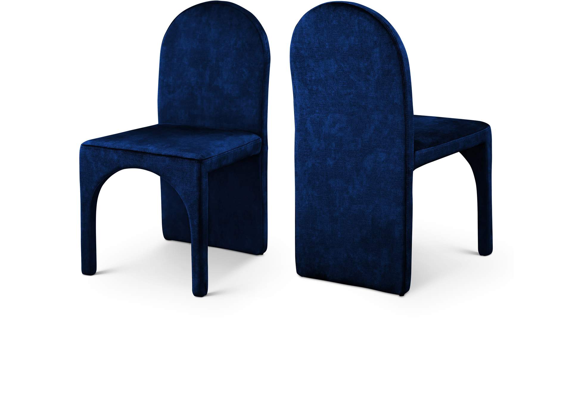 Summer Navy Velvet Dining Side Chair Set of 2,Meridian Furniture