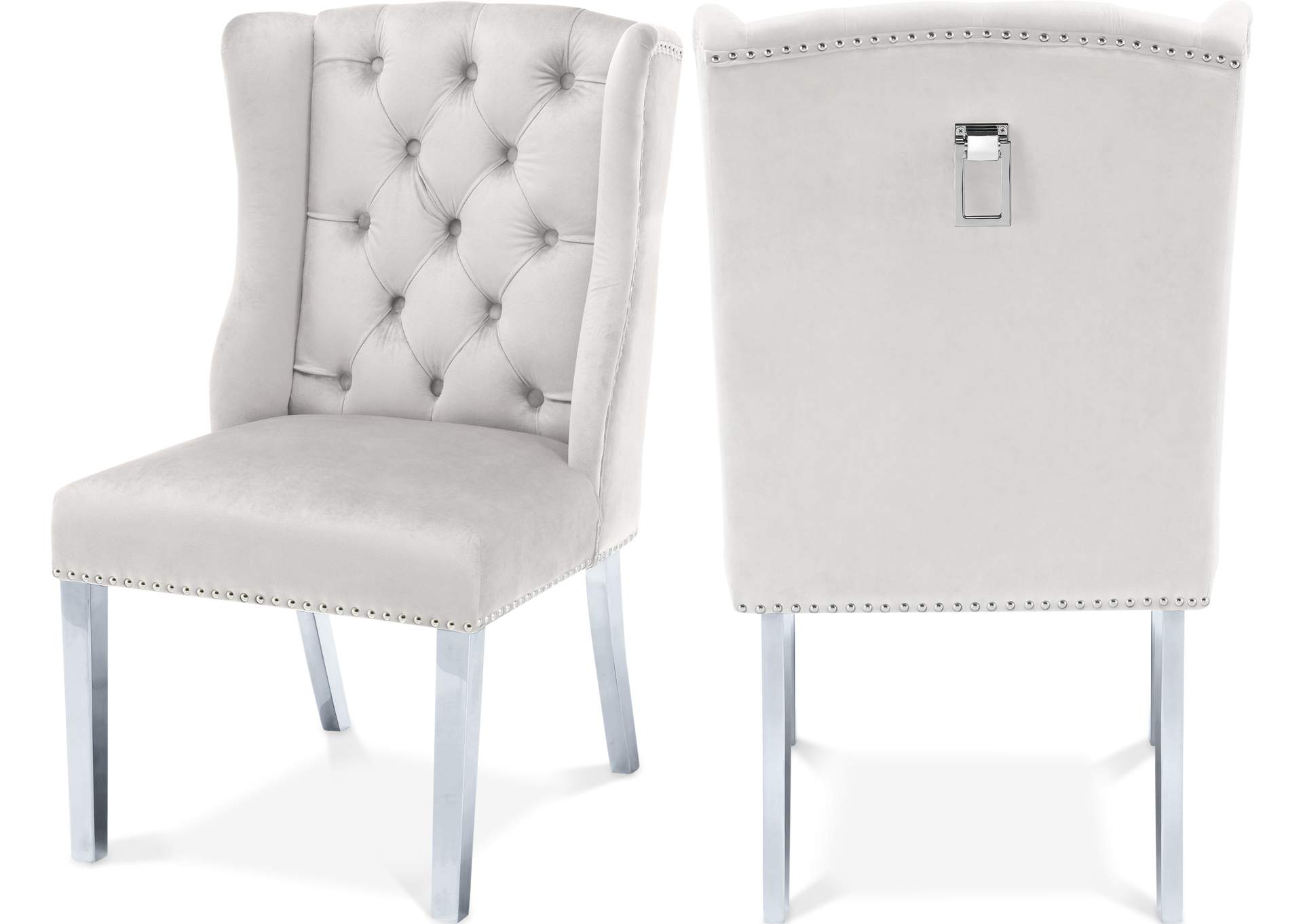 Suri Cream Velvet Dining Chair Set of 2,Meridian Furniture