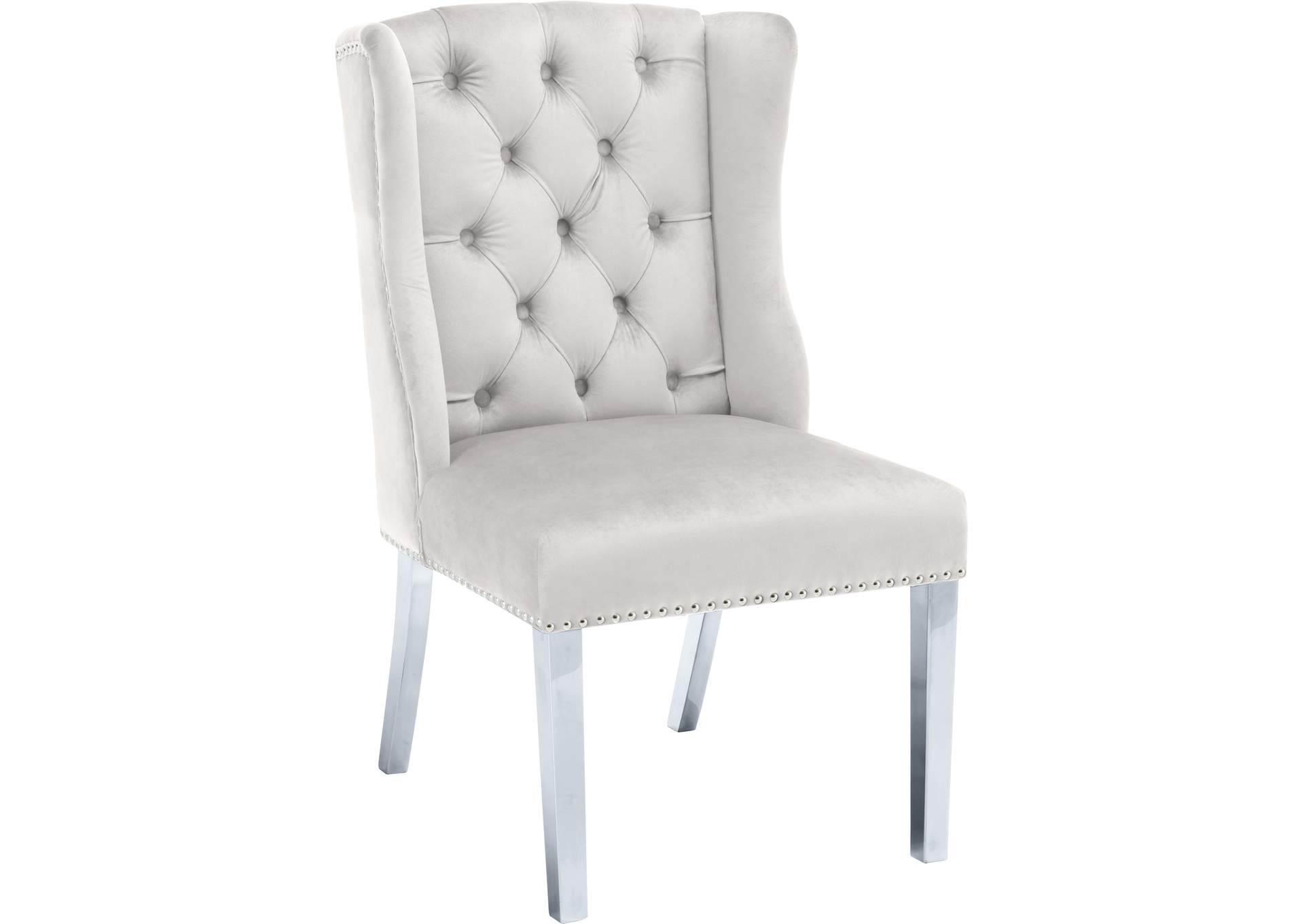 Suri Cream Velvet Dining Chair Set of 2,Meridian Furniture