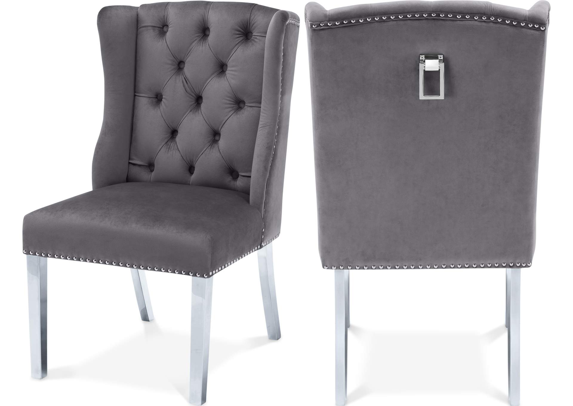 Suri Grey Velvet Dining Chair [Set of 2],Meridian Furniture