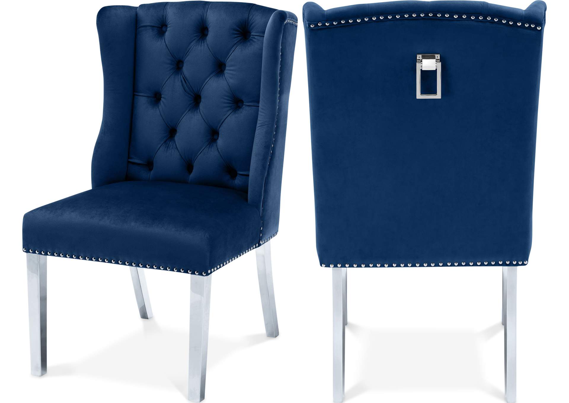 Suri Navy Velvet Dining Chair Set of 2,Meridian Furniture