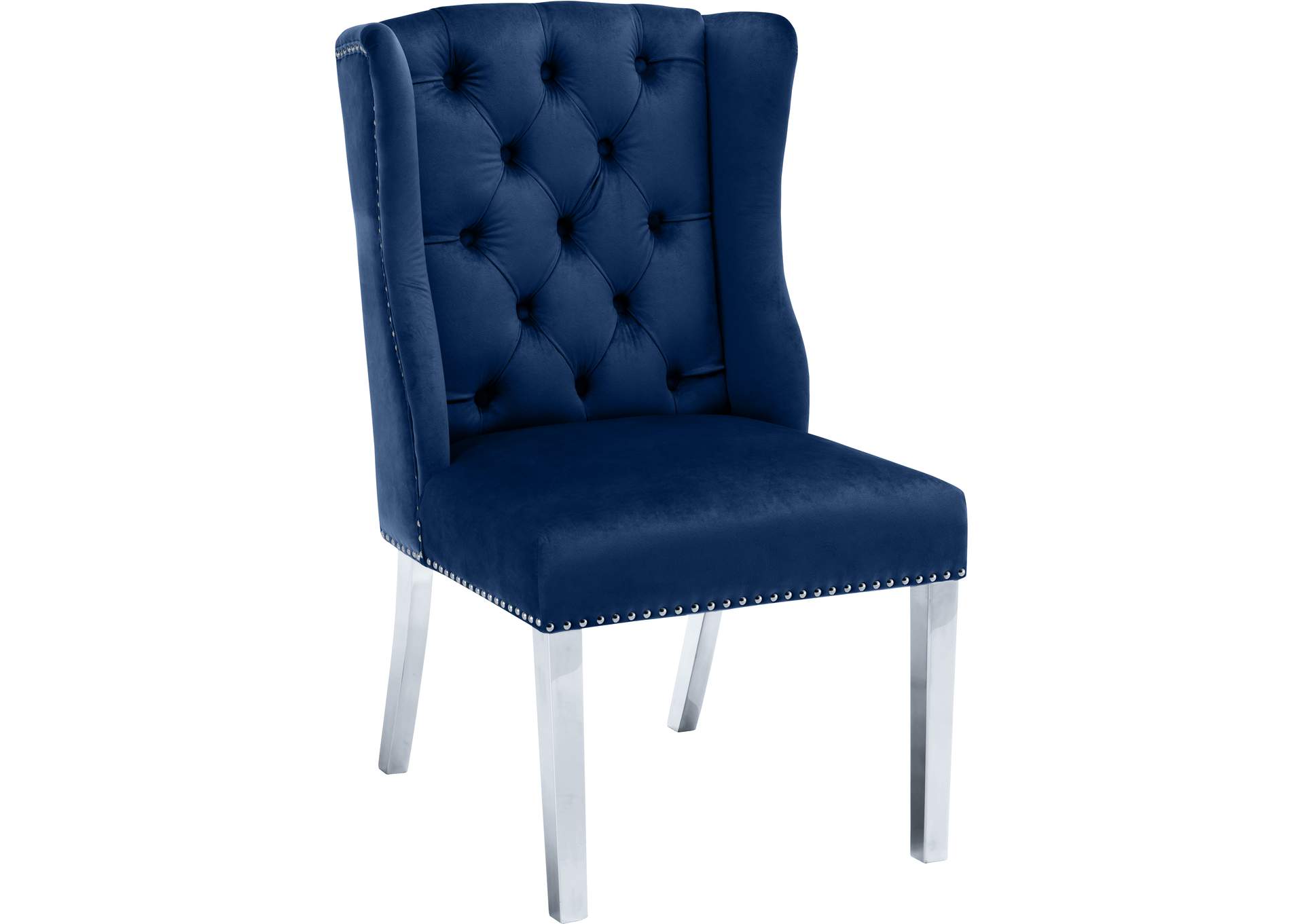 Suri Navy Velvet Dining Chair Set of 2,Meridian Furniture