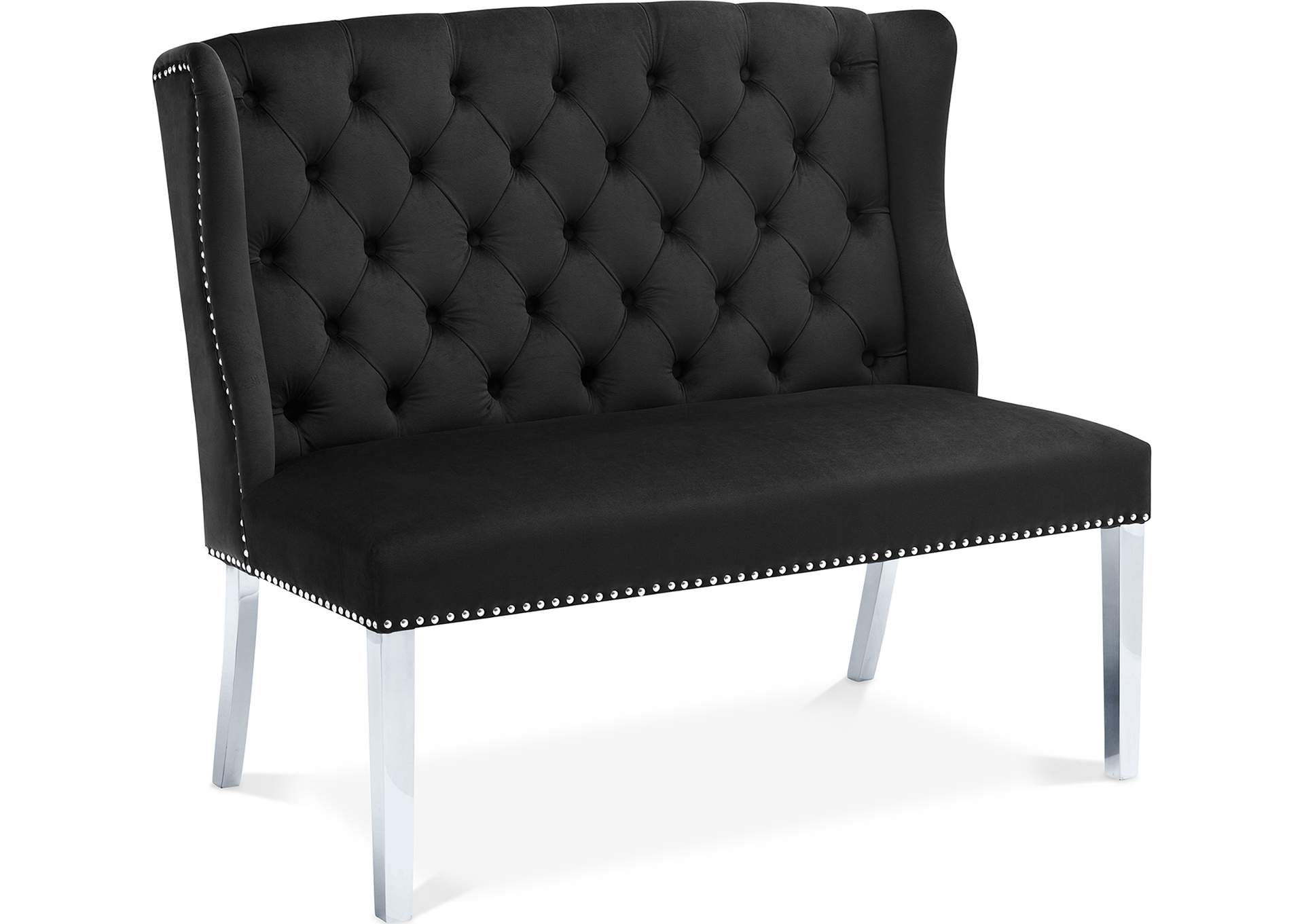 Suri Black Velvet Settee Bench,Meridian Furniture