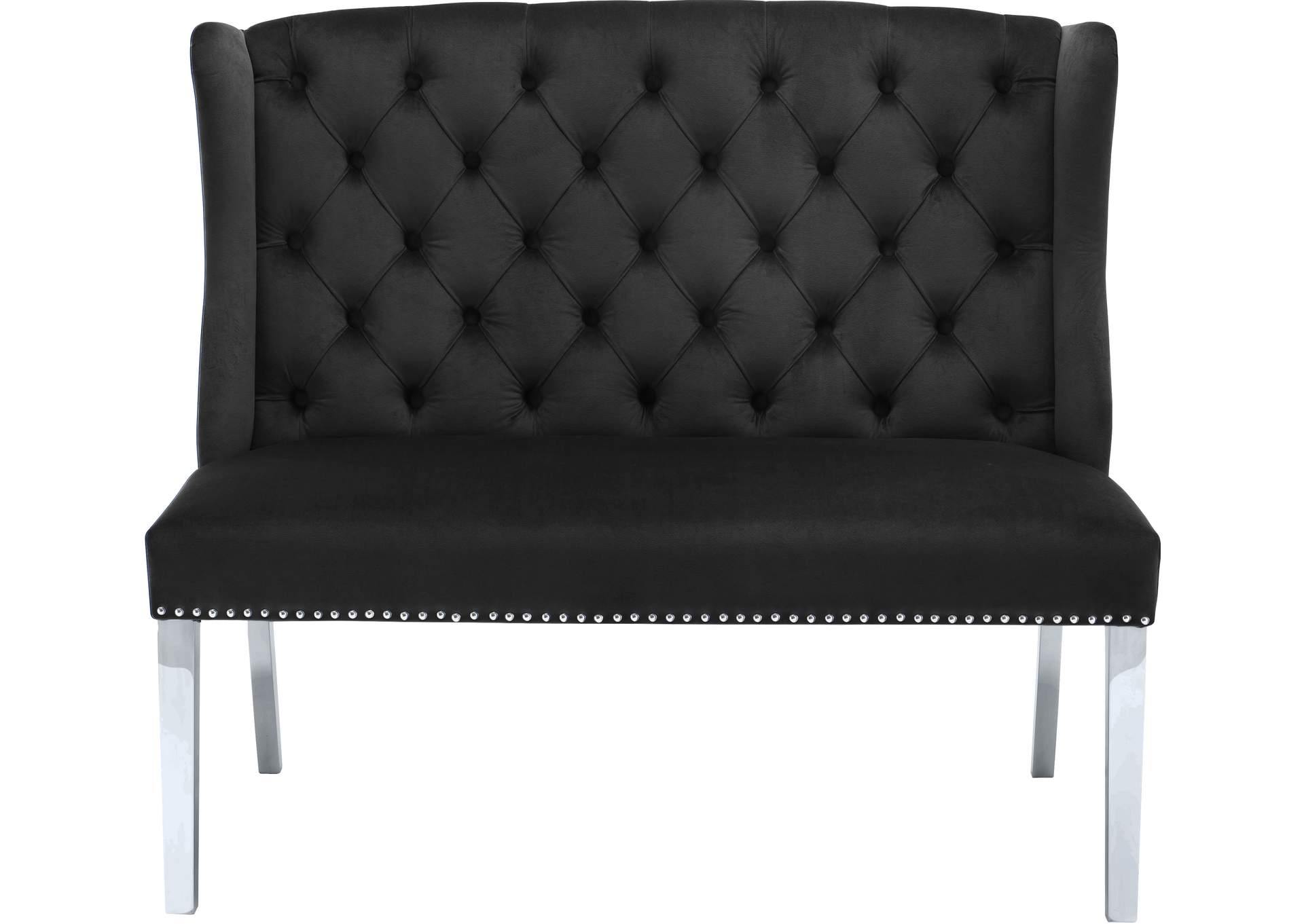 Suri Black Velvet Settee Bench,Meridian Furniture