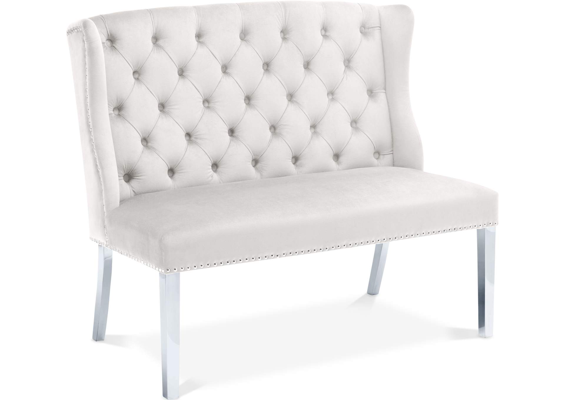 Suri Cream Velvet Settee Bench,Meridian Furniture