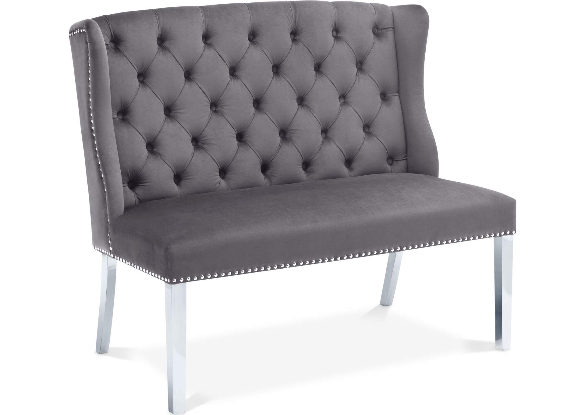 Suri Grey Velvet Settee Bench,Meridian Furniture