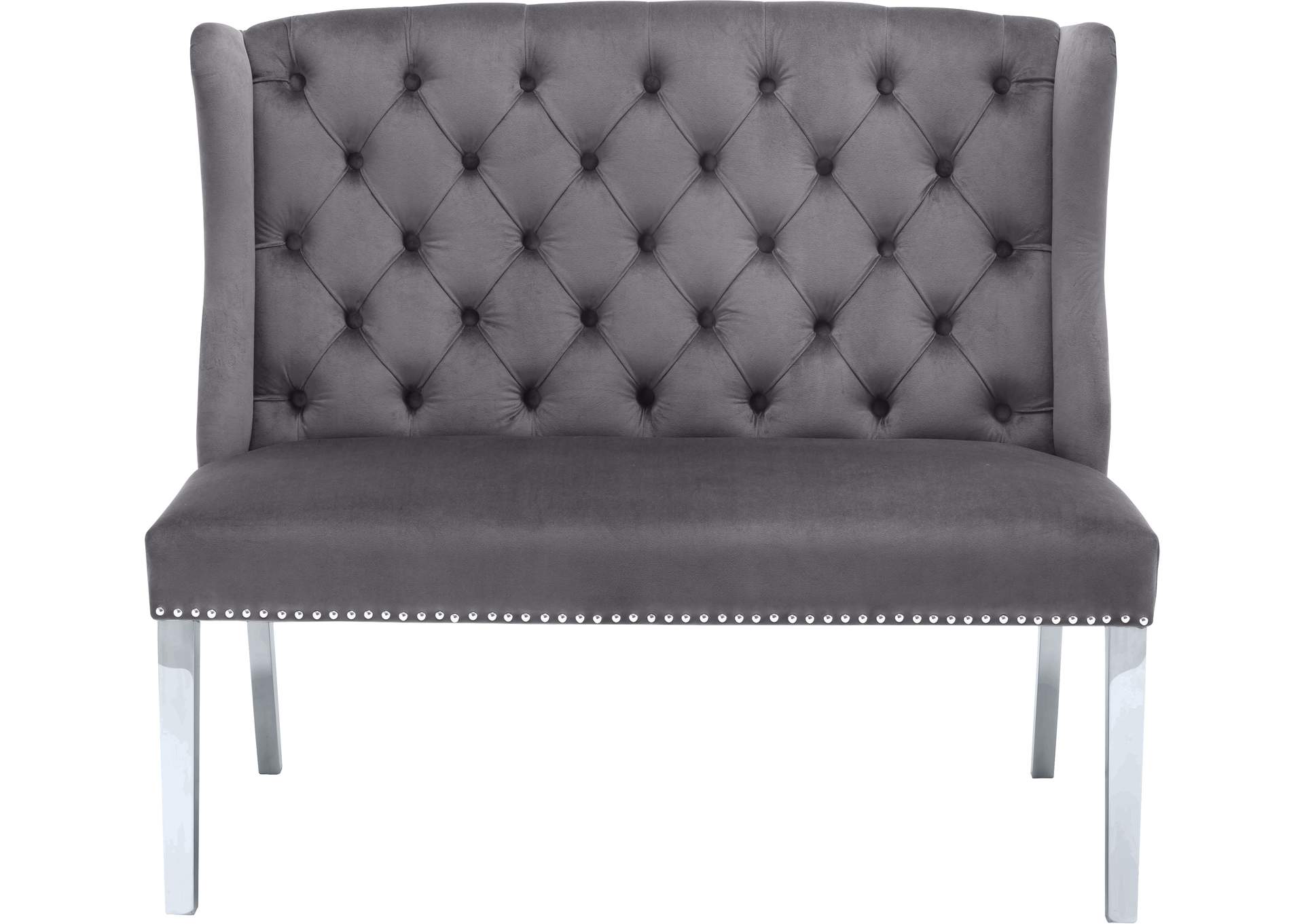 Suri Grey Velvet Settee Bench,Meridian Furniture