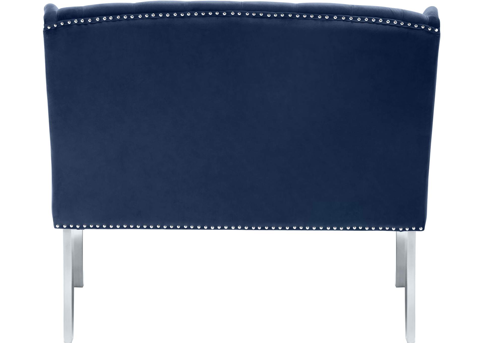 Suri Navy Velvet Settee Bench,Meridian Furniture