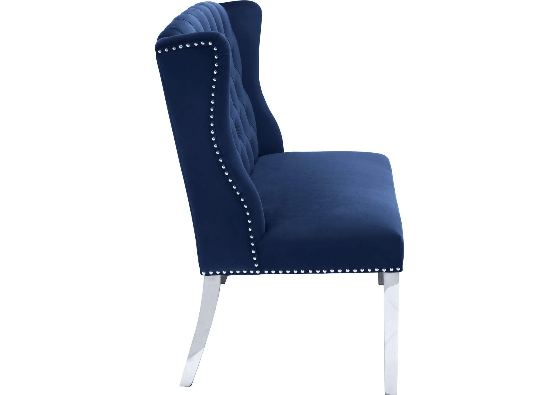 Suri Navy Velvet Settee Bench,Meridian Furniture