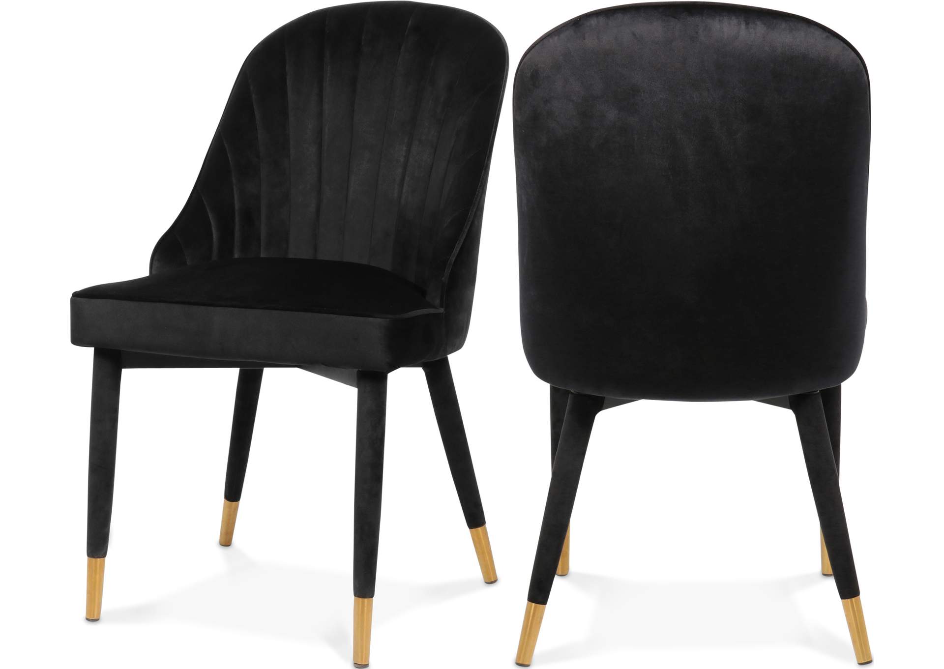 Belle Black Velvet Dining Chair Set of 2,Meridian Furniture