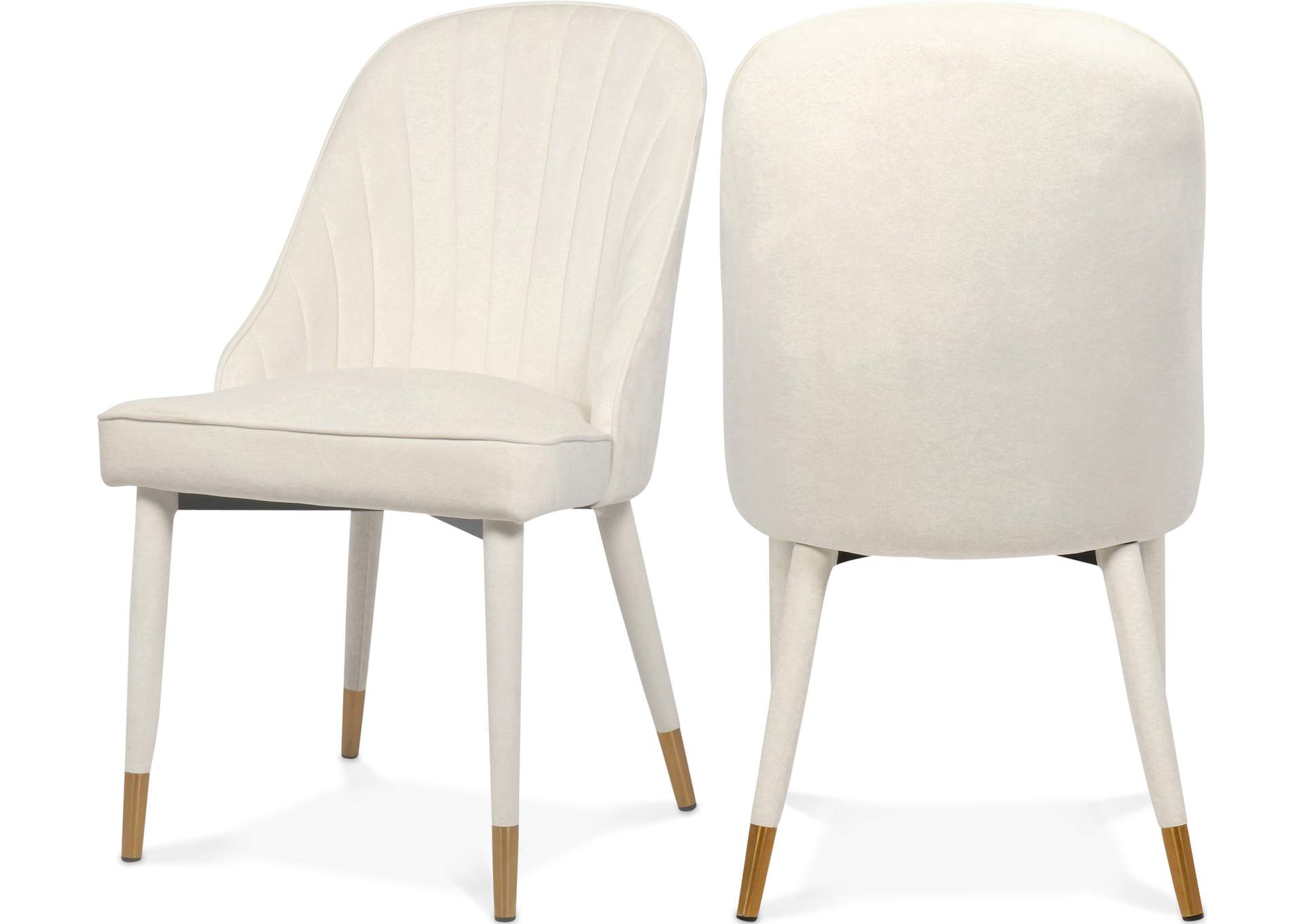 Belle Cream Velvet Dining Chair Set of 2,Meridian Furniture