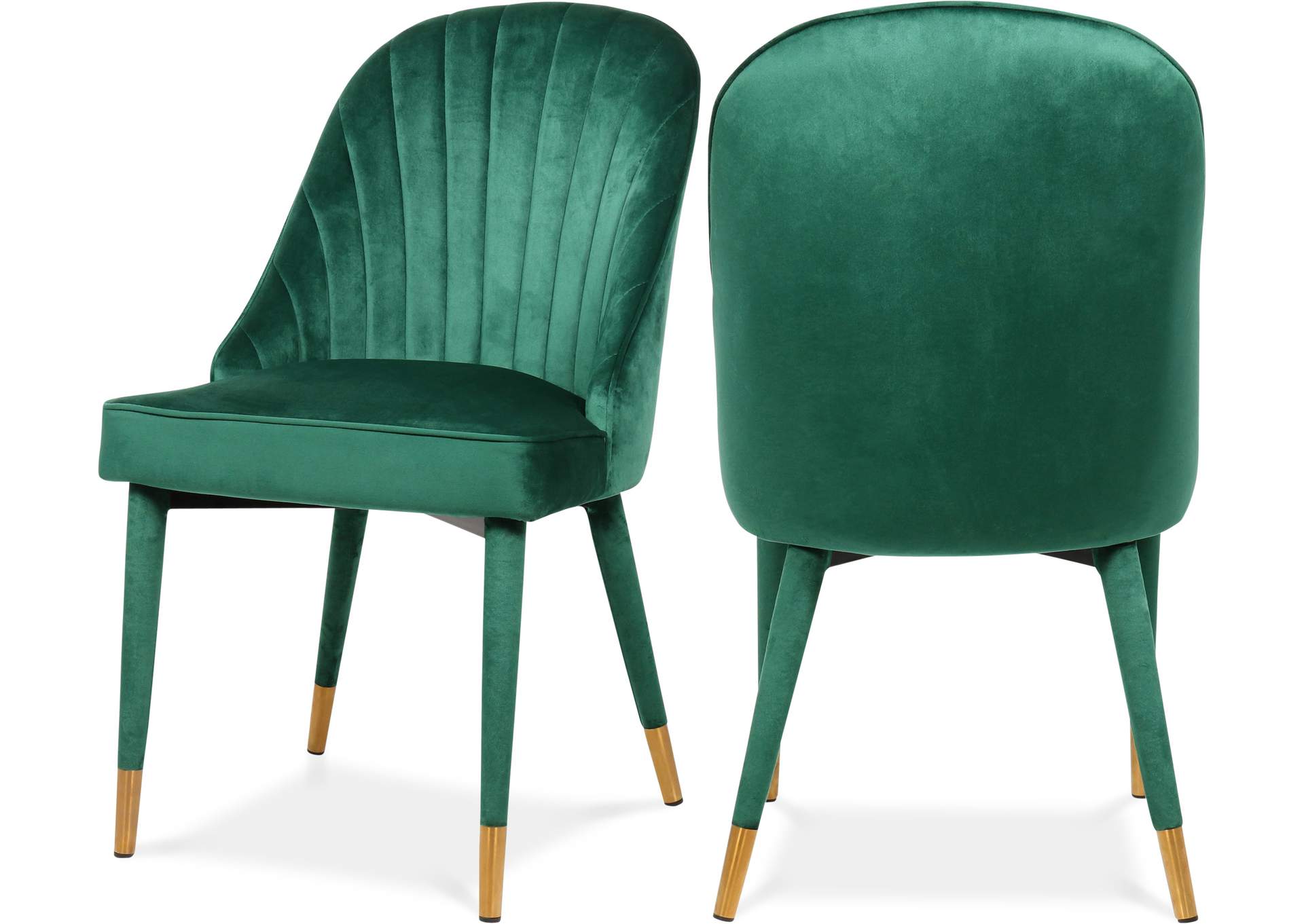 Belle Green Velvet Dining Chair Set of 2,Meridian Furniture