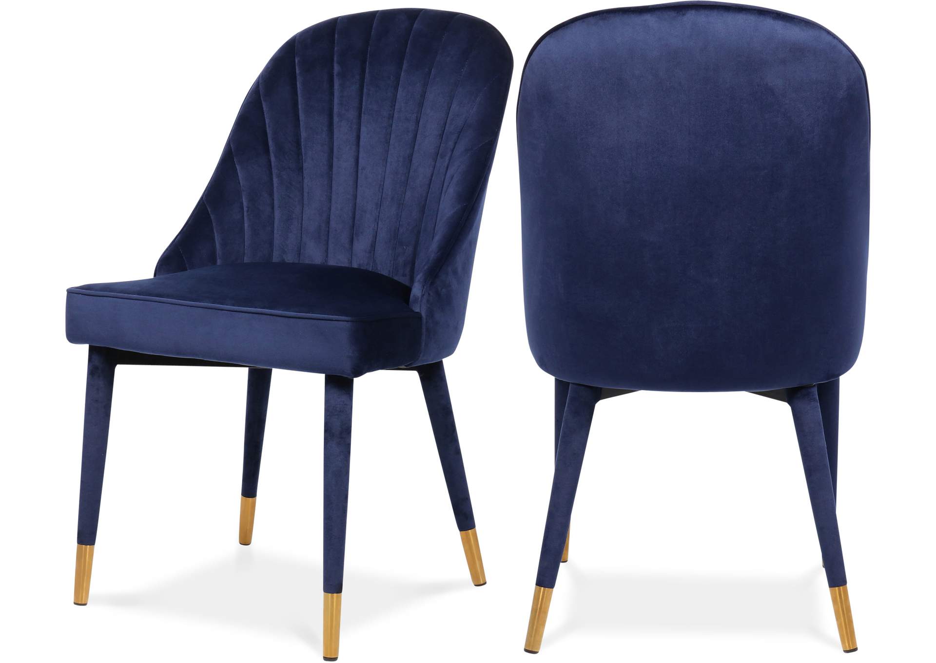 Belle Navy Velvet Dining Chair Set of 2,Meridian Furniture