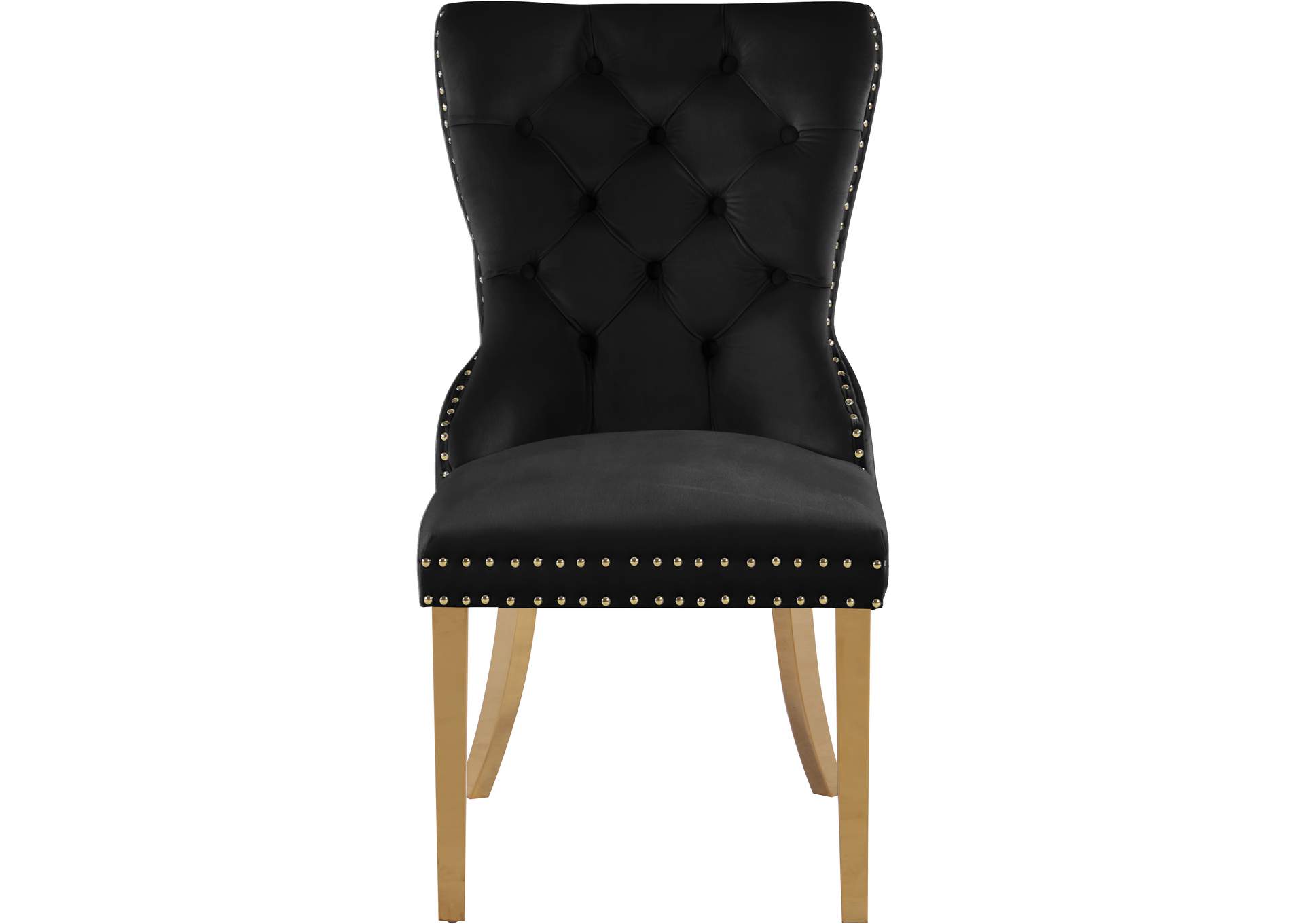 Carmen Black Velvet Dining Chairs Set of 2,Meridian Furniture