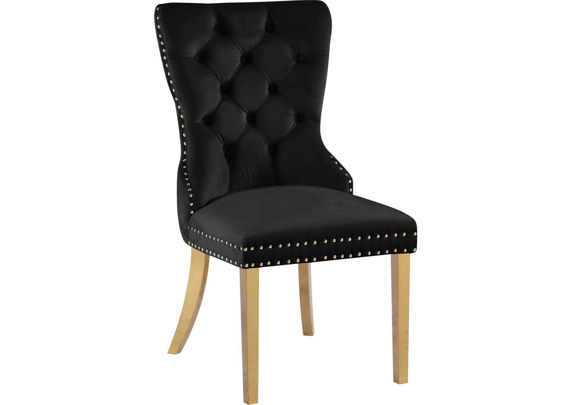 Carmen Black Velvet Dining Chairs Set of 2,Meridian Furniture