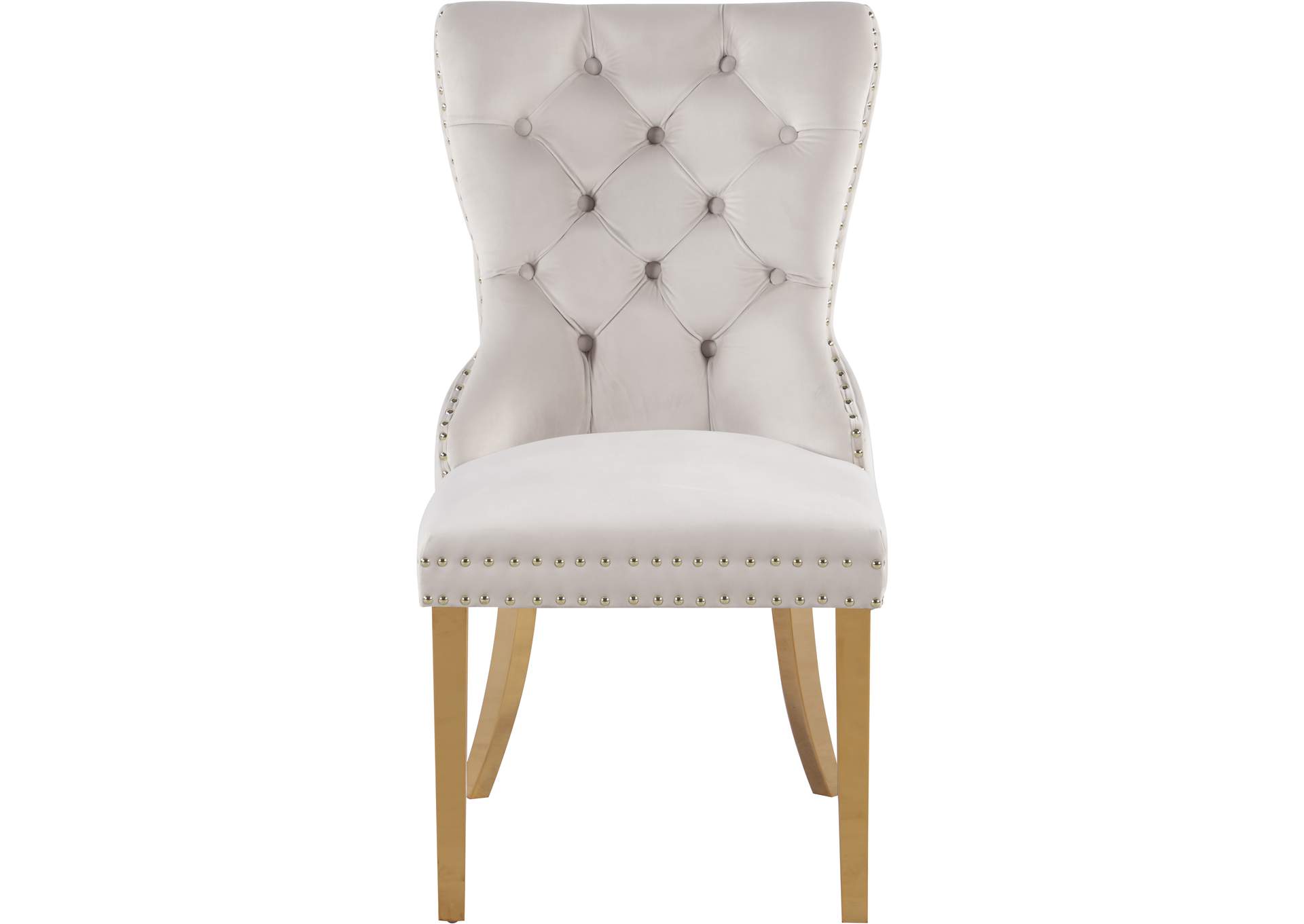 Carmen Cream Velvet Dining Chairs Set of 2,Meridian Furniture