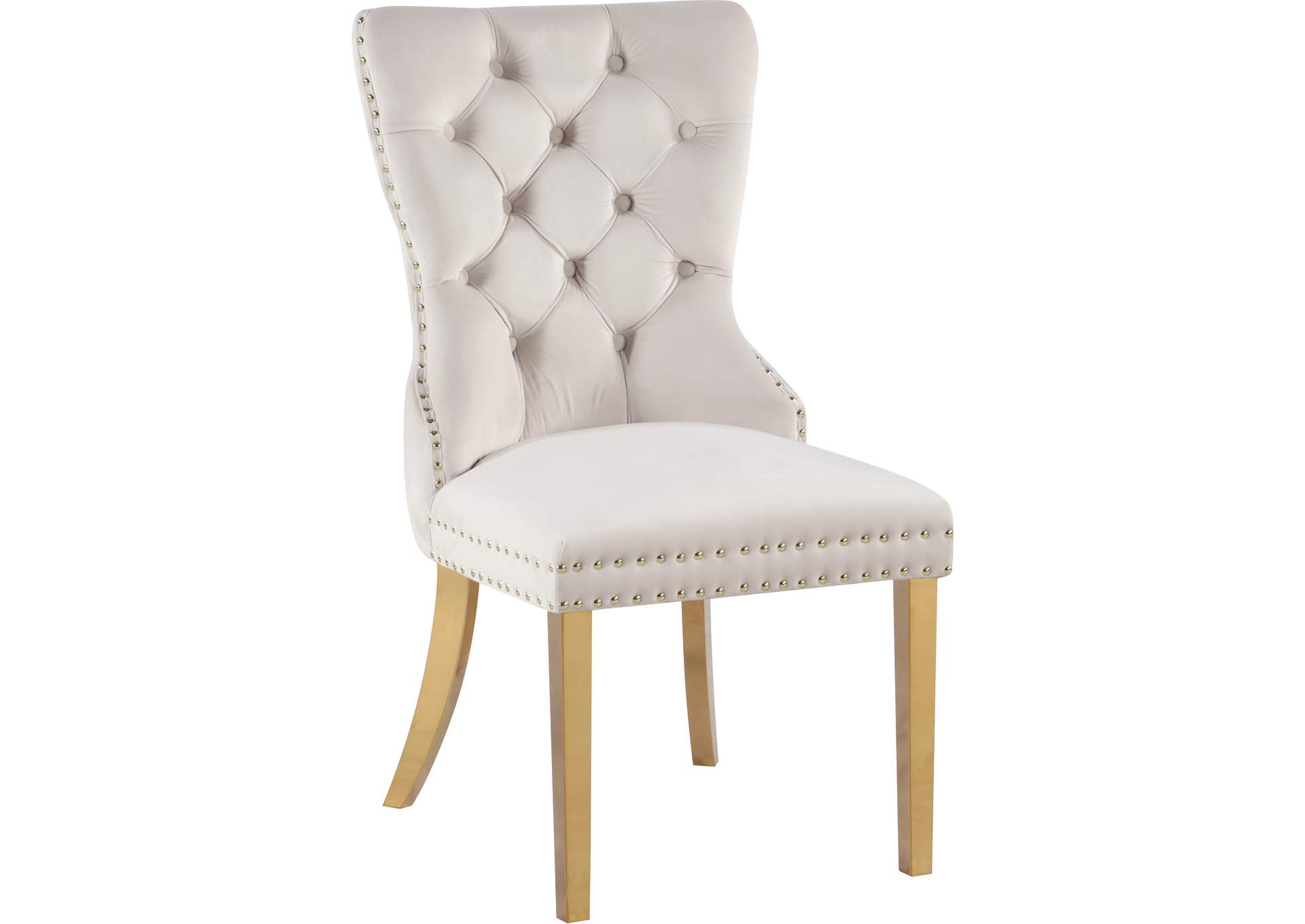 Carmen Cream Velvet Dining Chairs Set of 2,Meridian Furniture