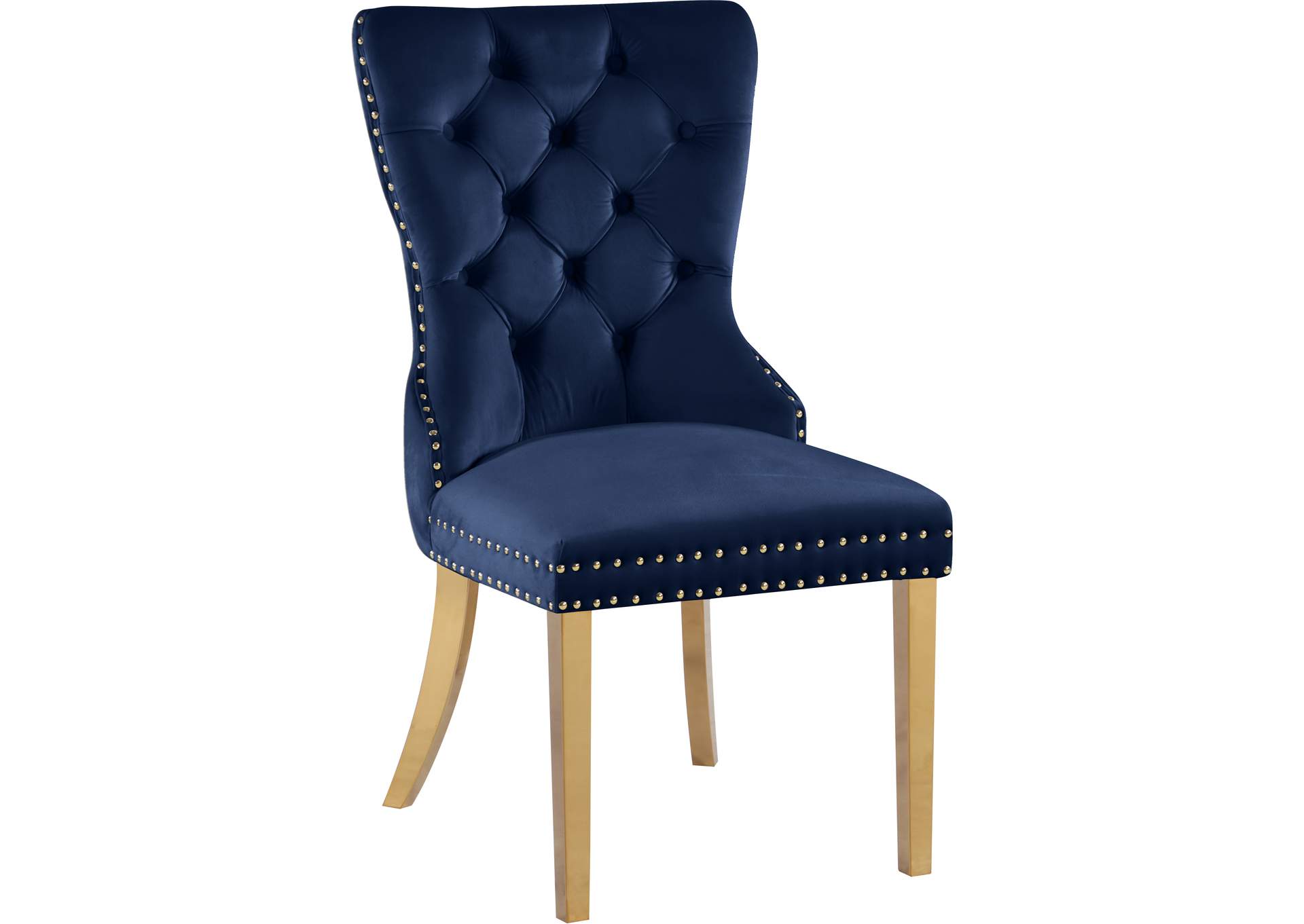 Carmen Navy Velvet Dining Chairs Set of 2,Meridian Furniture