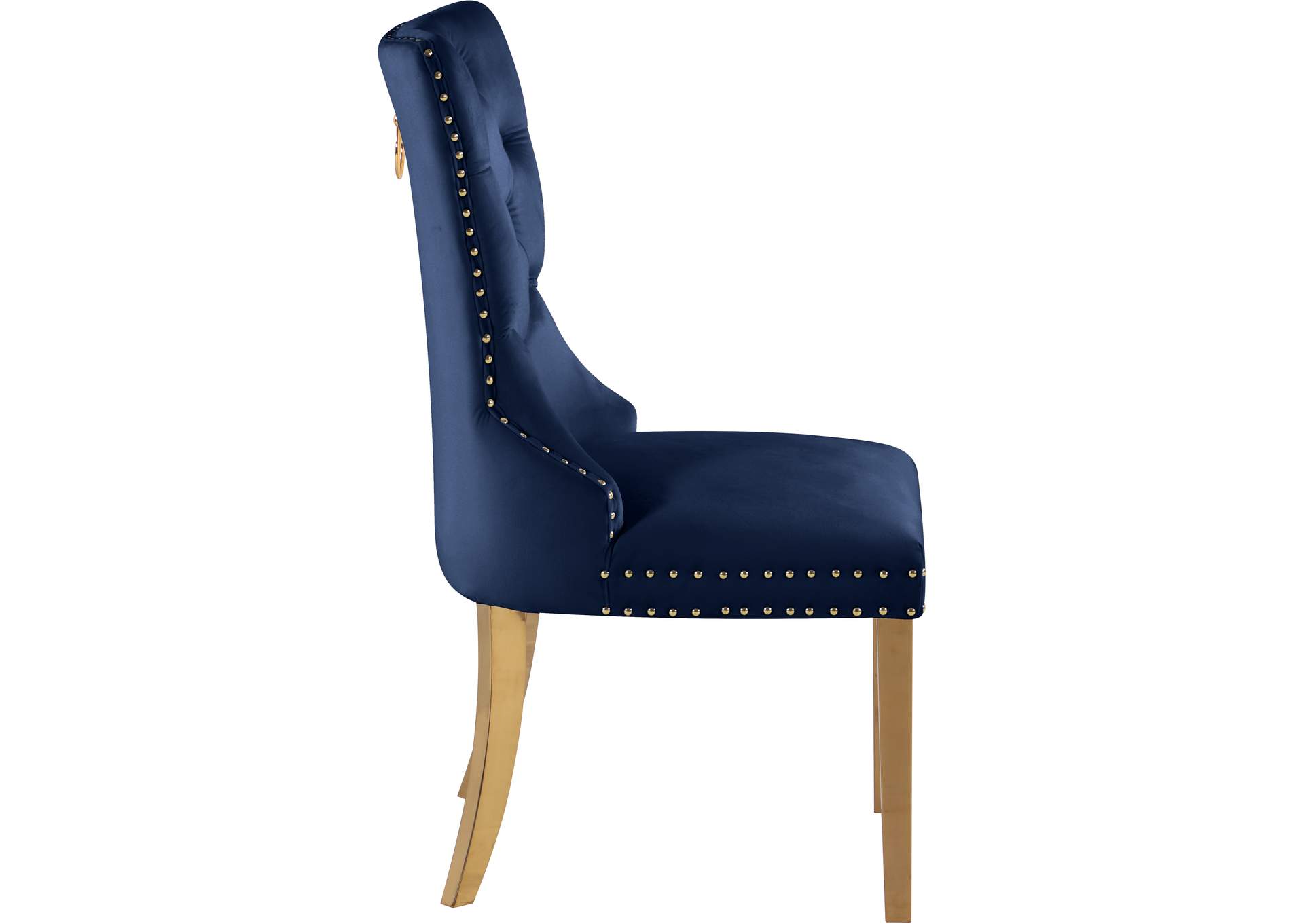 Carmen Navy Velvet Dining Chairs Set of 2,Meridian Furniture