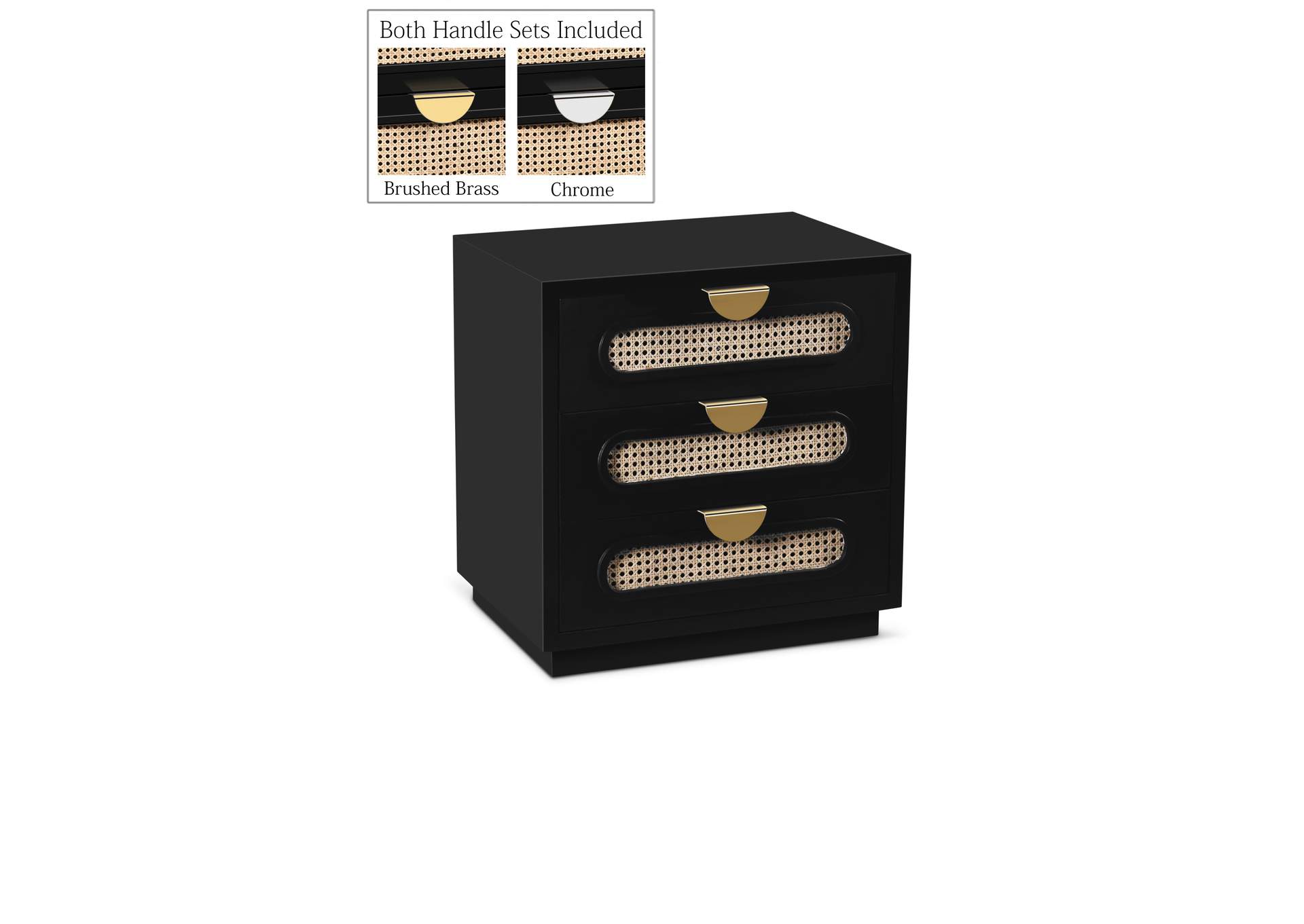 Cane Black Night Stand,Meridian Furniture