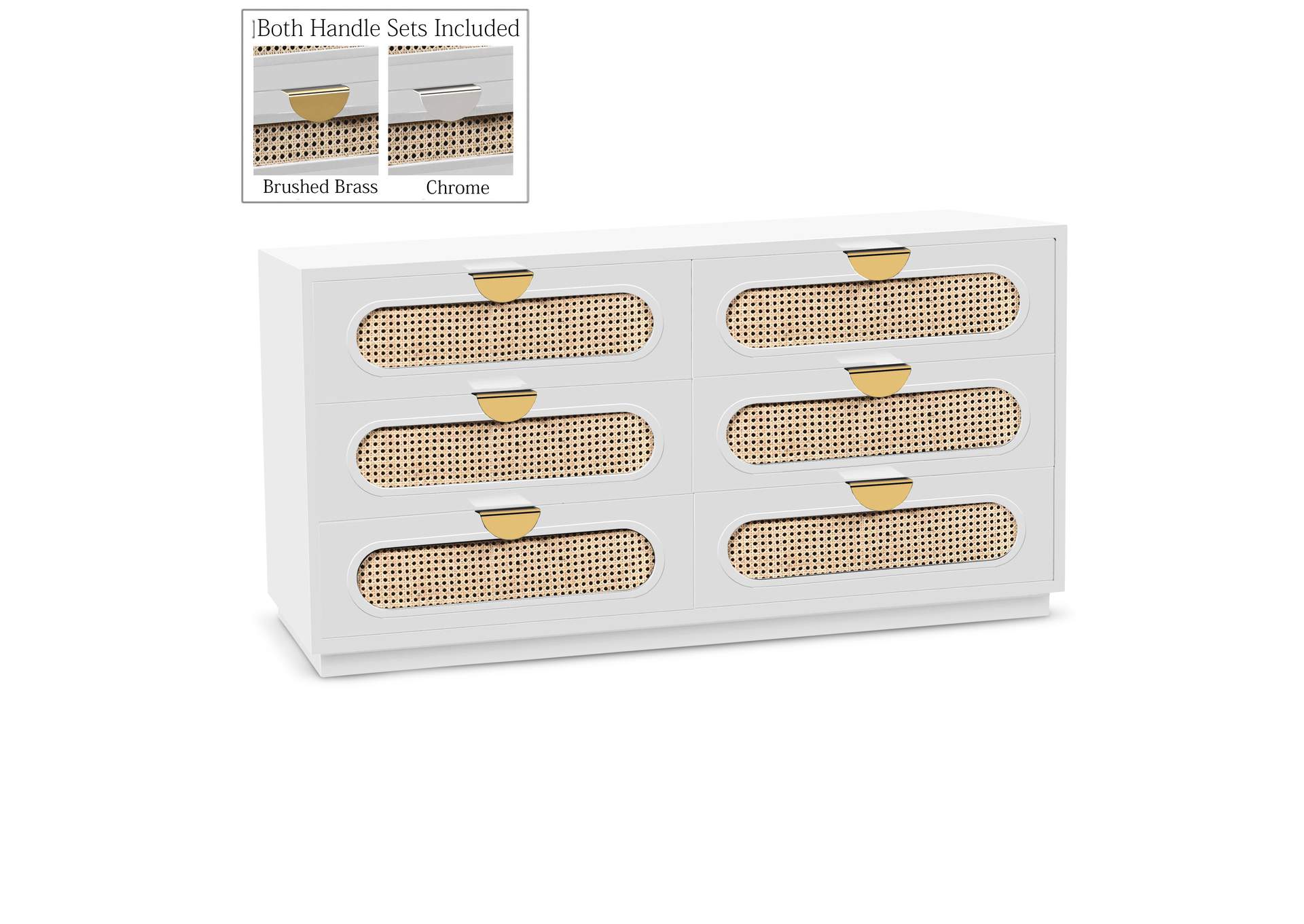 Cane White Dresser,Meridian Furniture