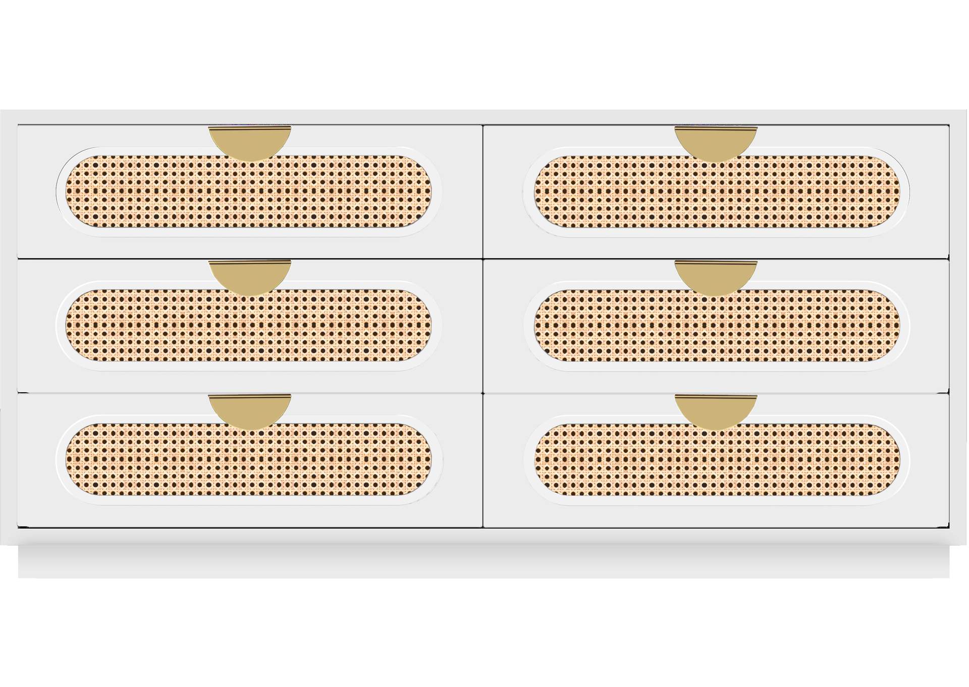 Cane White Dresser,Meridian Furniture