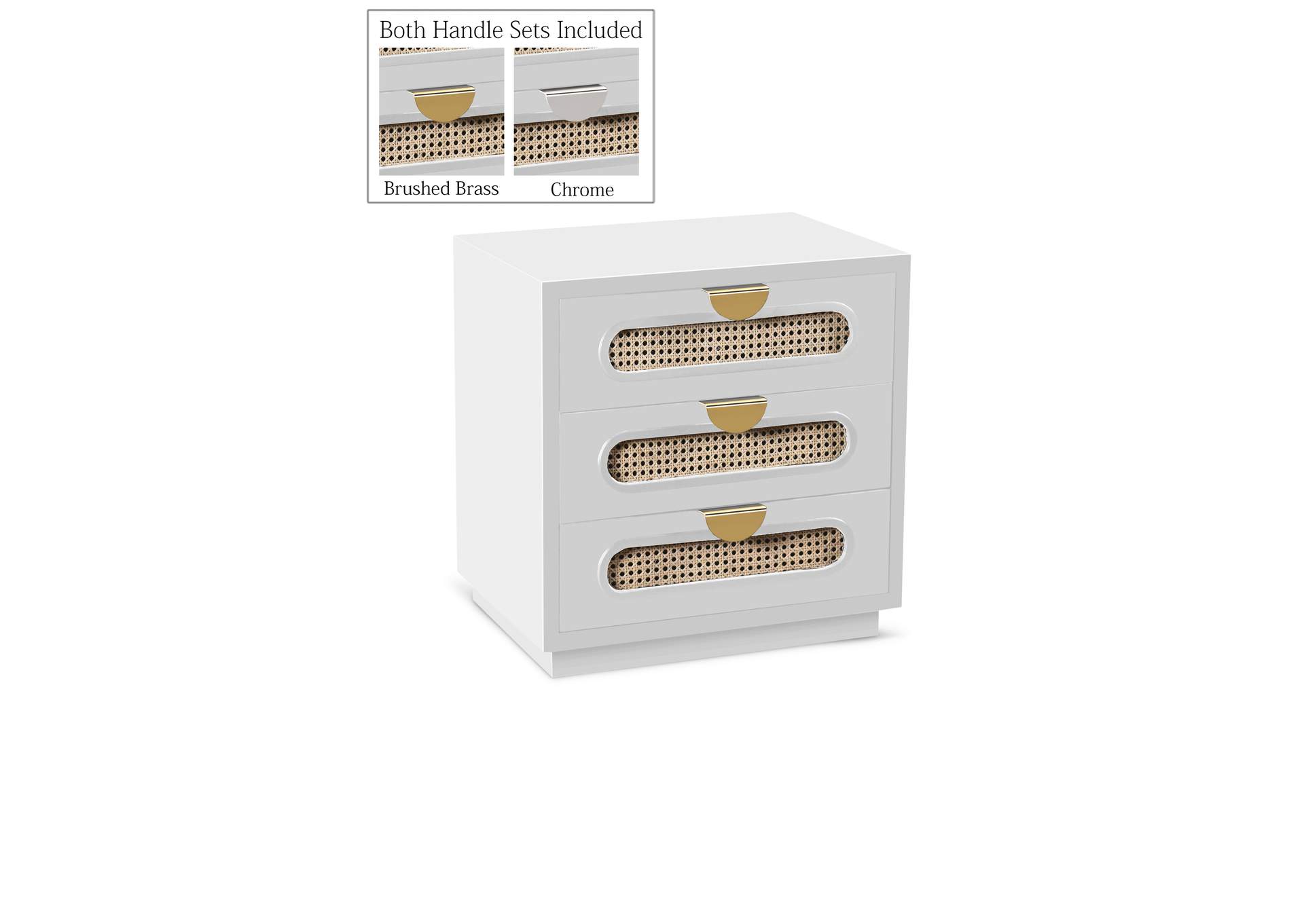 Cane White Night Stand,Meridian Furniture