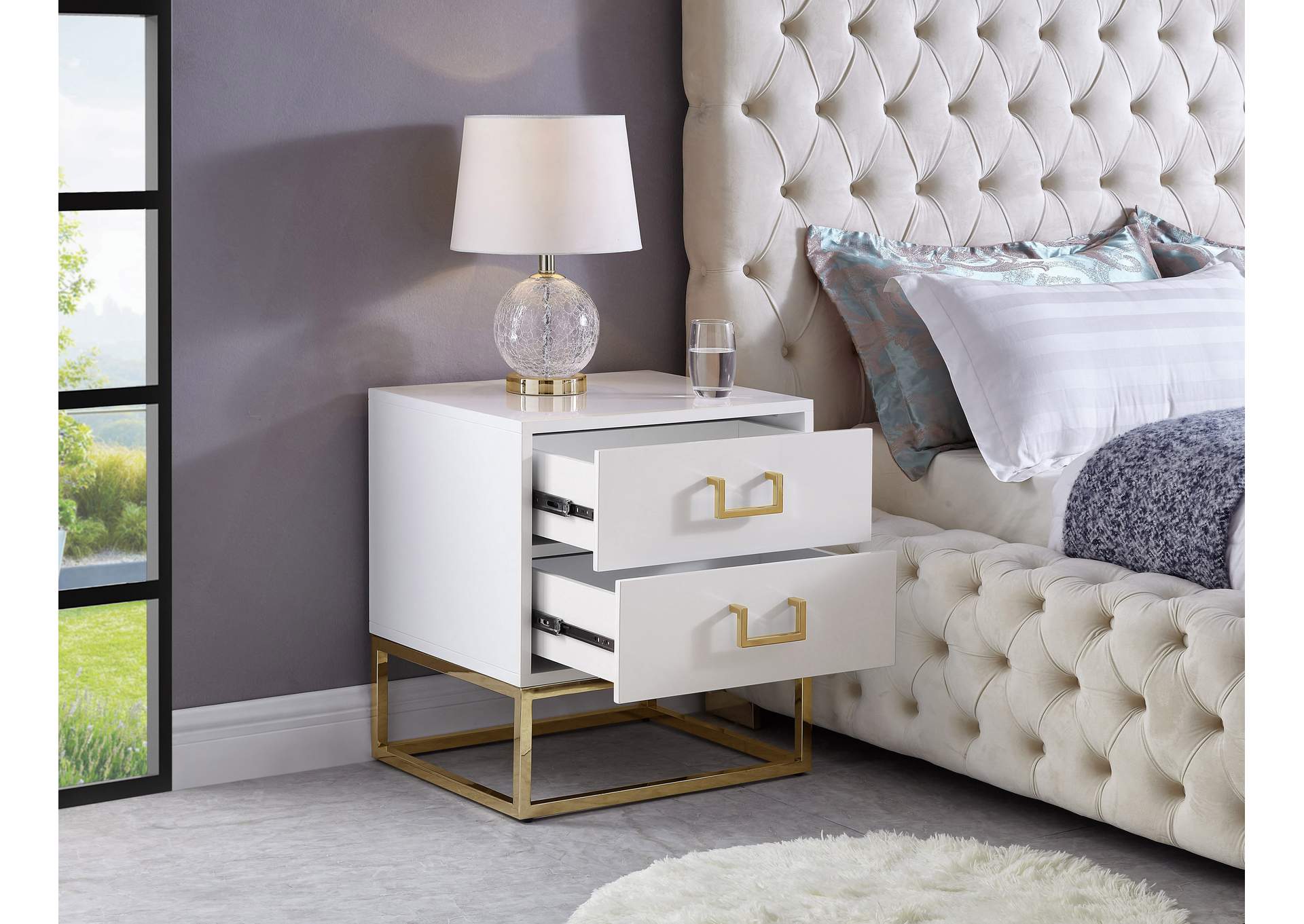 Nova White Side Table,Meridian Furniture