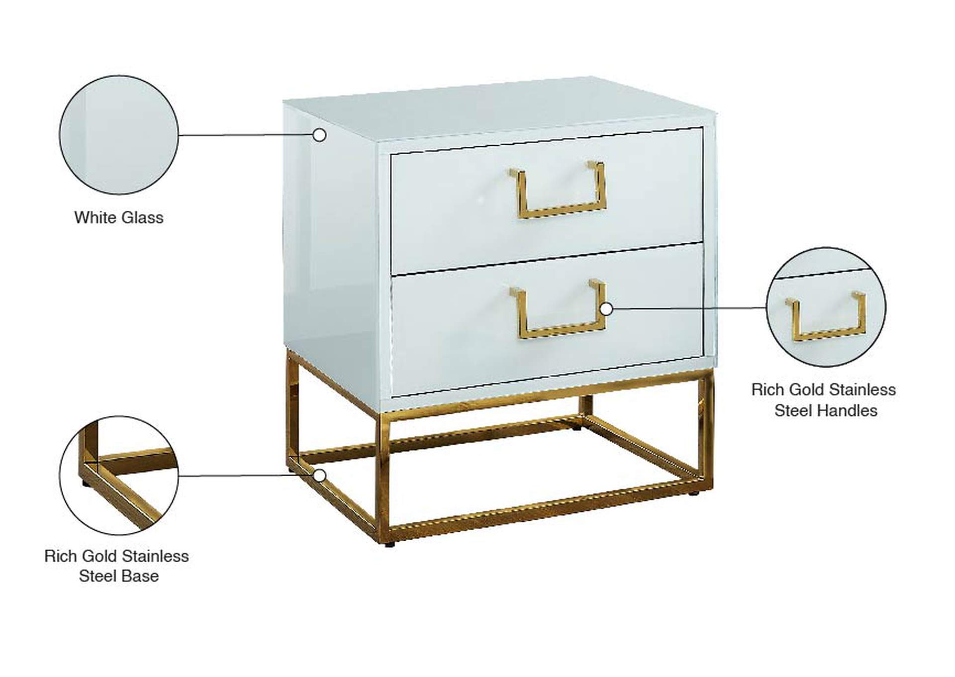 Nova White Side Table,Meridian Furniture