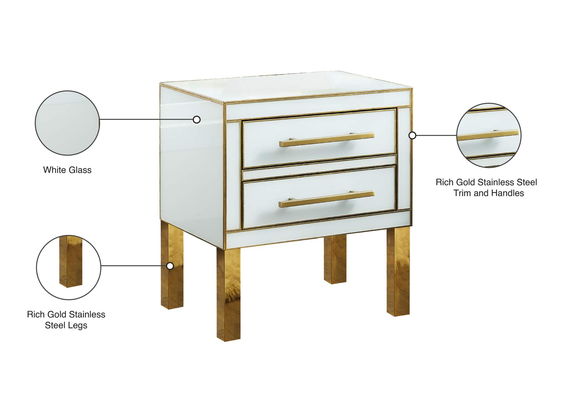 Gigi White Side Table,Meridian Furniture