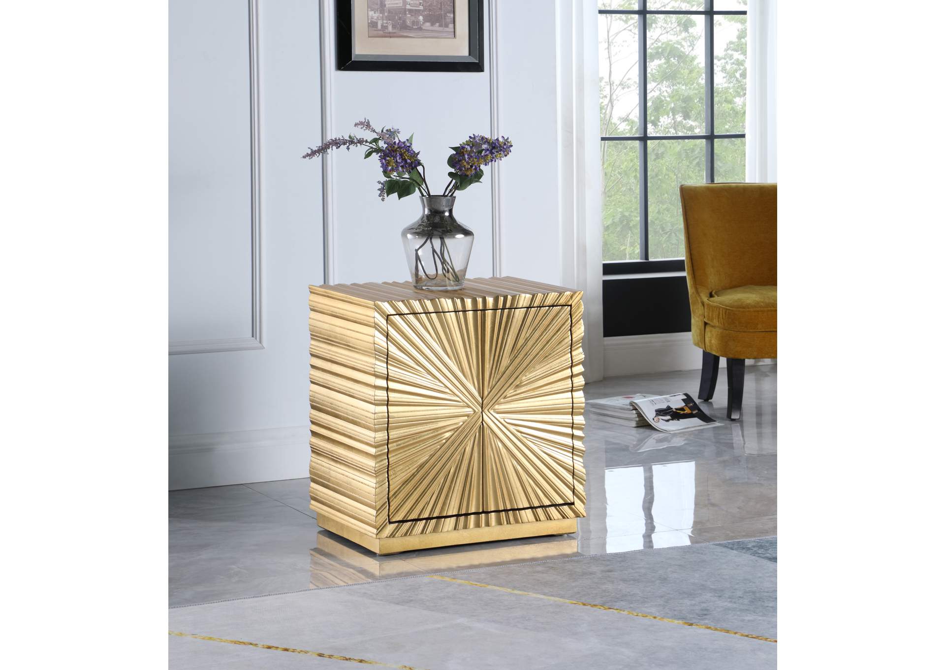 Golda Gold Side Table,Meridian Furniture