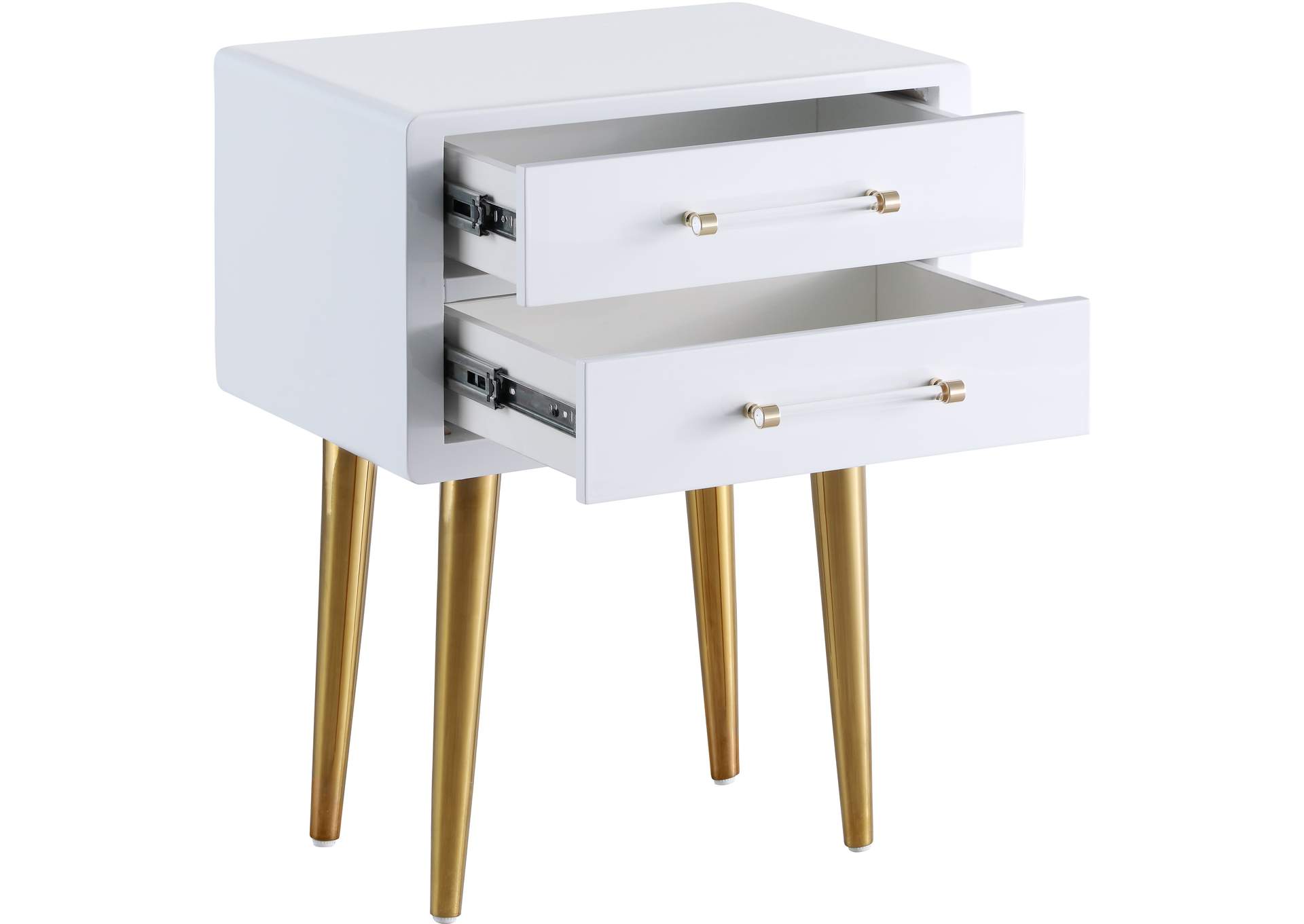 Zane White Laquer With Gold Side Table,Meridian Furniture