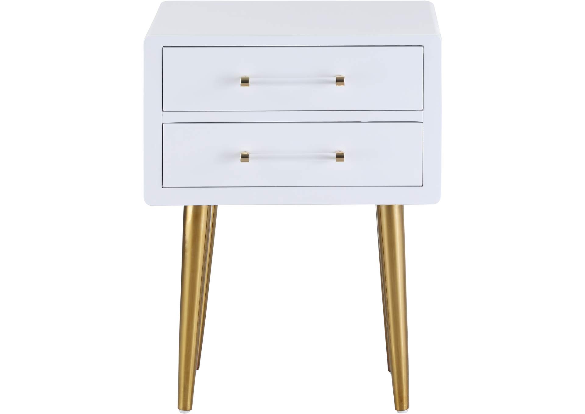 Zane White Laquer With Gold Side Table,Meridian Furniture