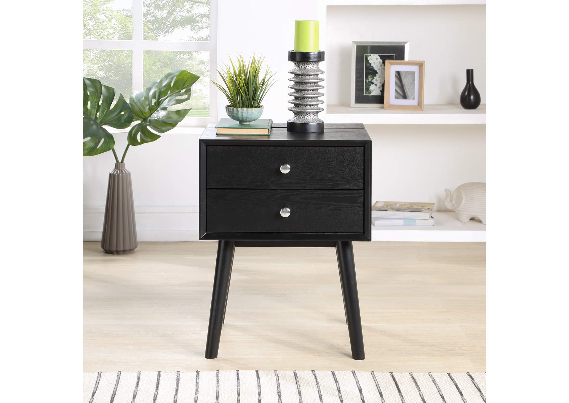 Teddy Black Night Stand,Meridian Furniture