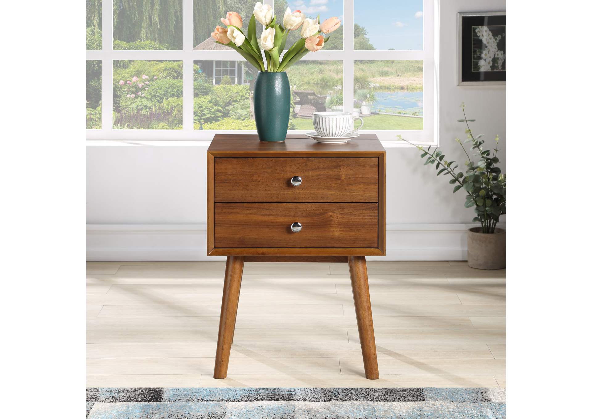 Teddy Walnut Night Stand,Meridian Furniture