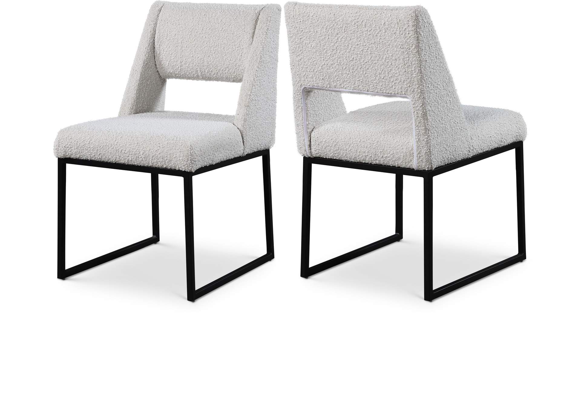 Jayce Cream Boucle Fabric Dining Chair Set of 2,Meridian Furniture