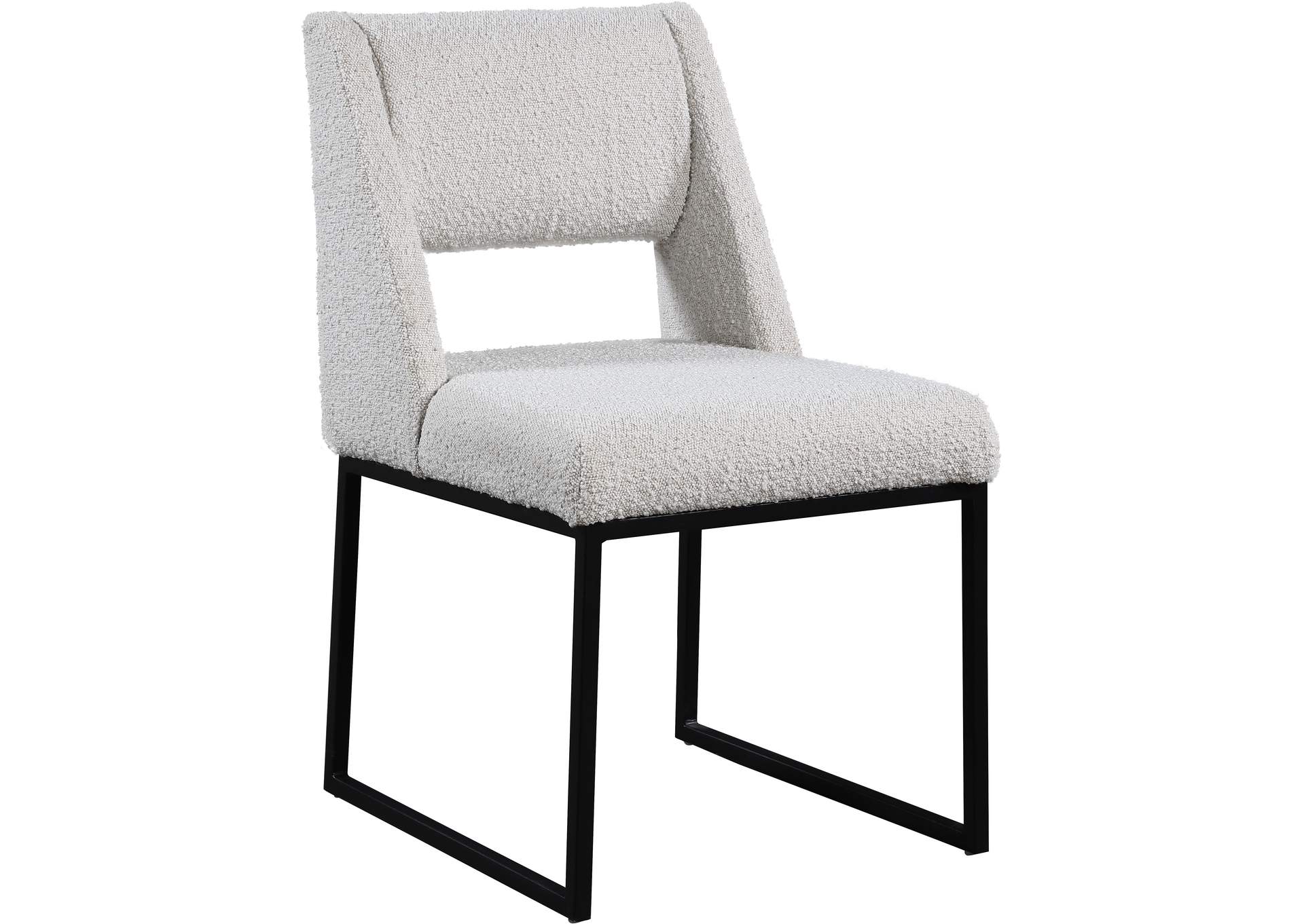 Jayce Cream Boucle Fabric Dining Chair Set of 2,Meridian Furniture