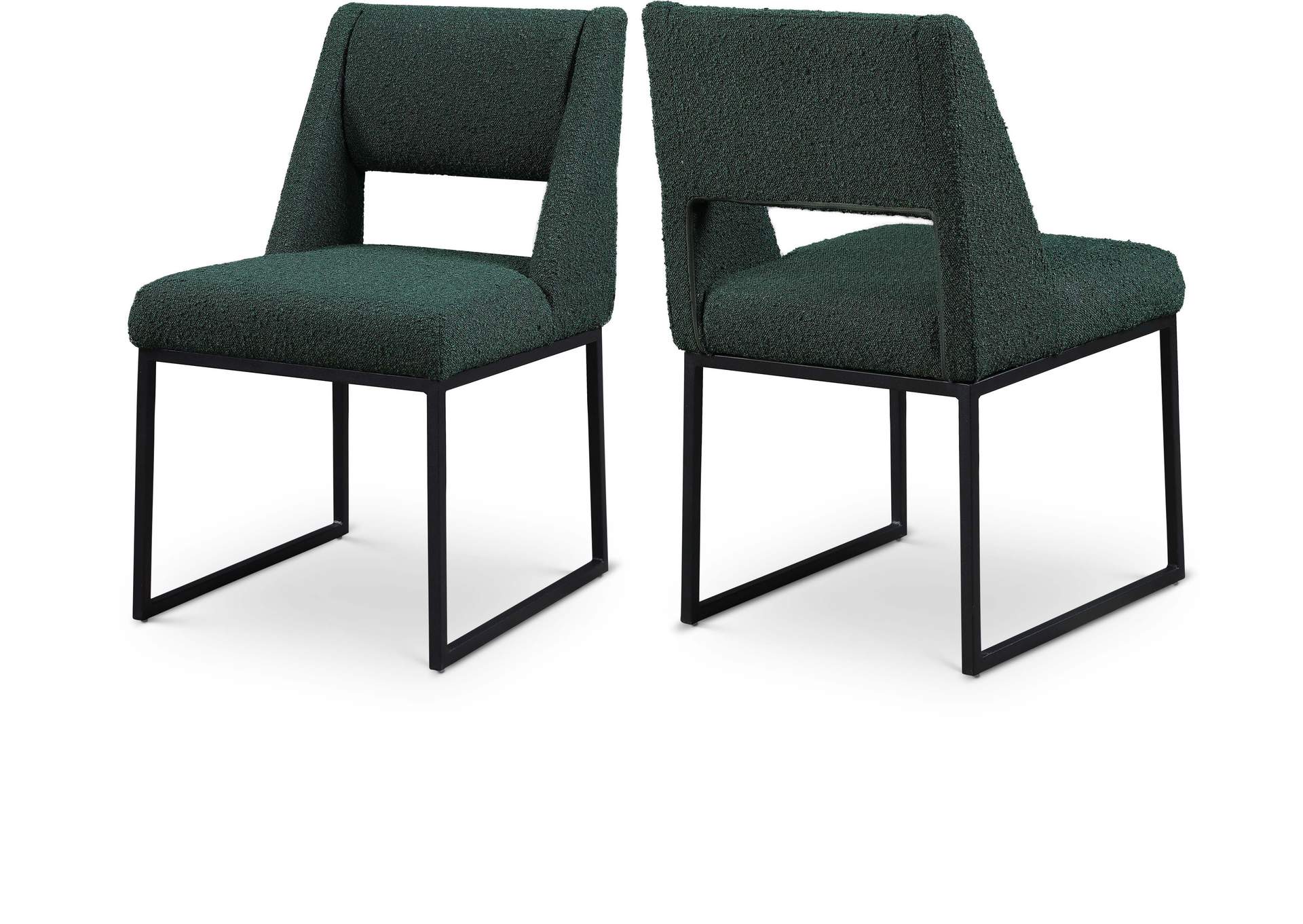 Jayce Green Boucle Fabric Dining Chair Set of 2,Meridian Furniture