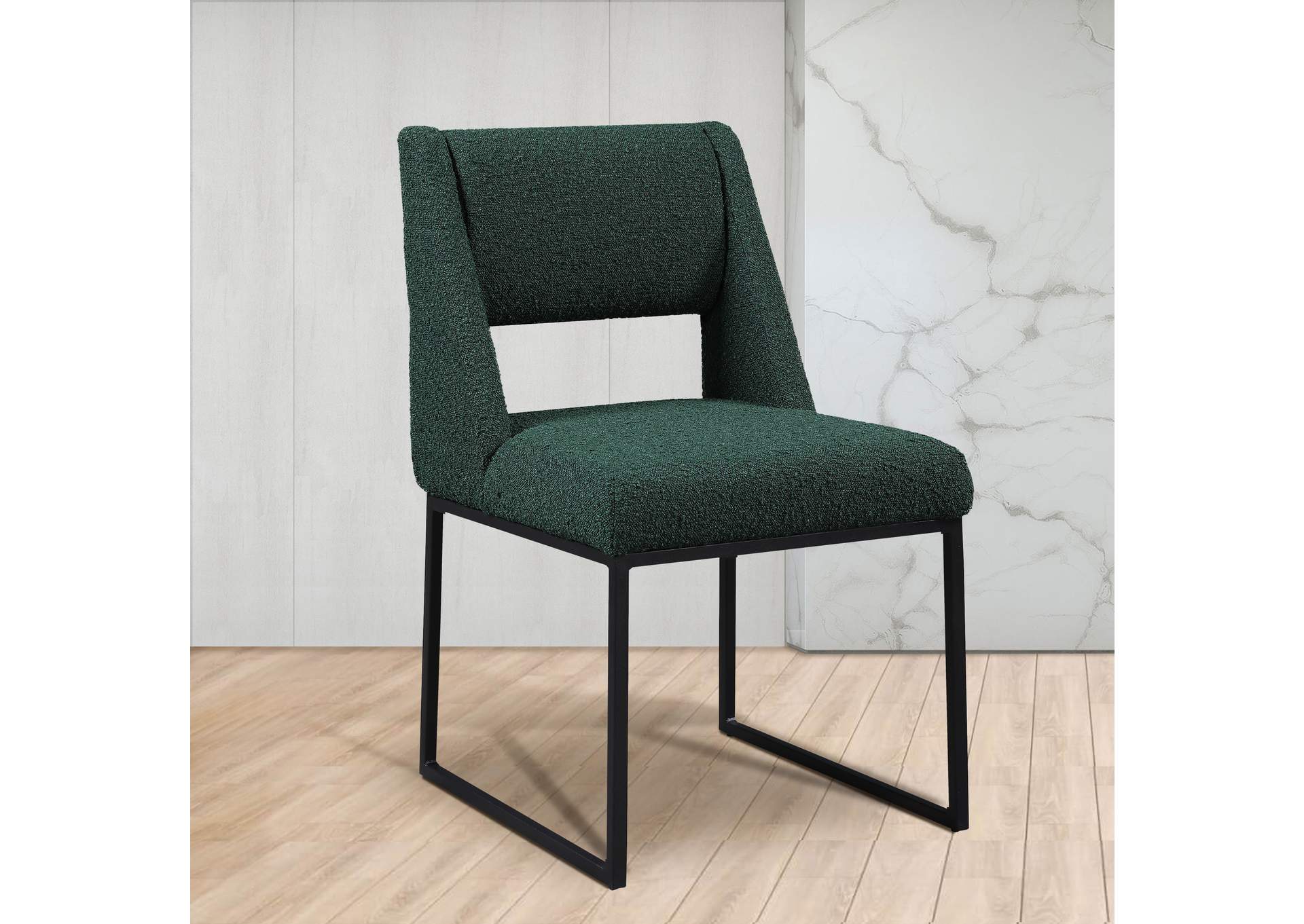 Jayce Green Boucle Fabric Dining Chair Set of 2,Meridian Furniture