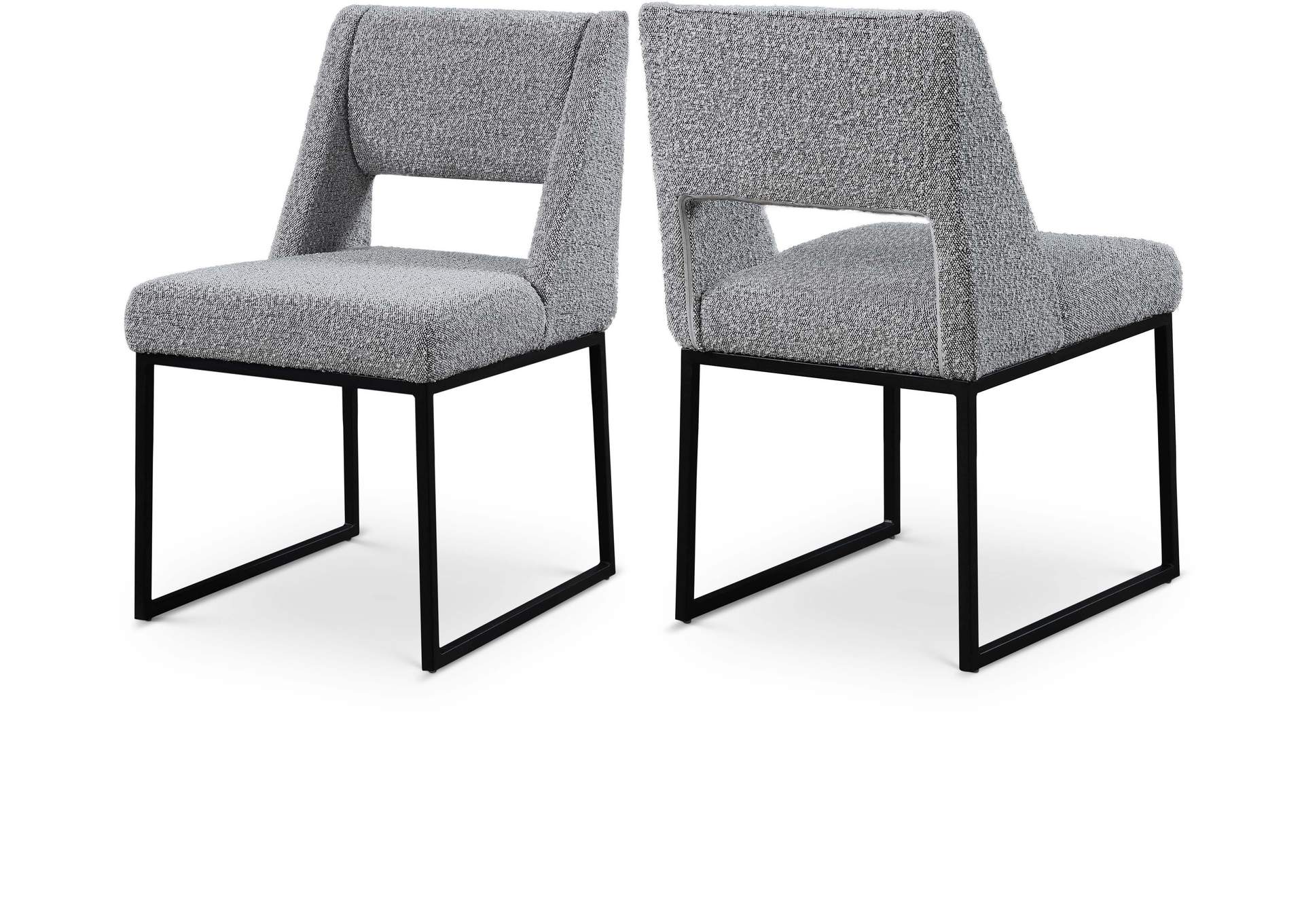 Jayce Grey Boucle Fabric Dining Chair Set of 2,Meridian Furniture