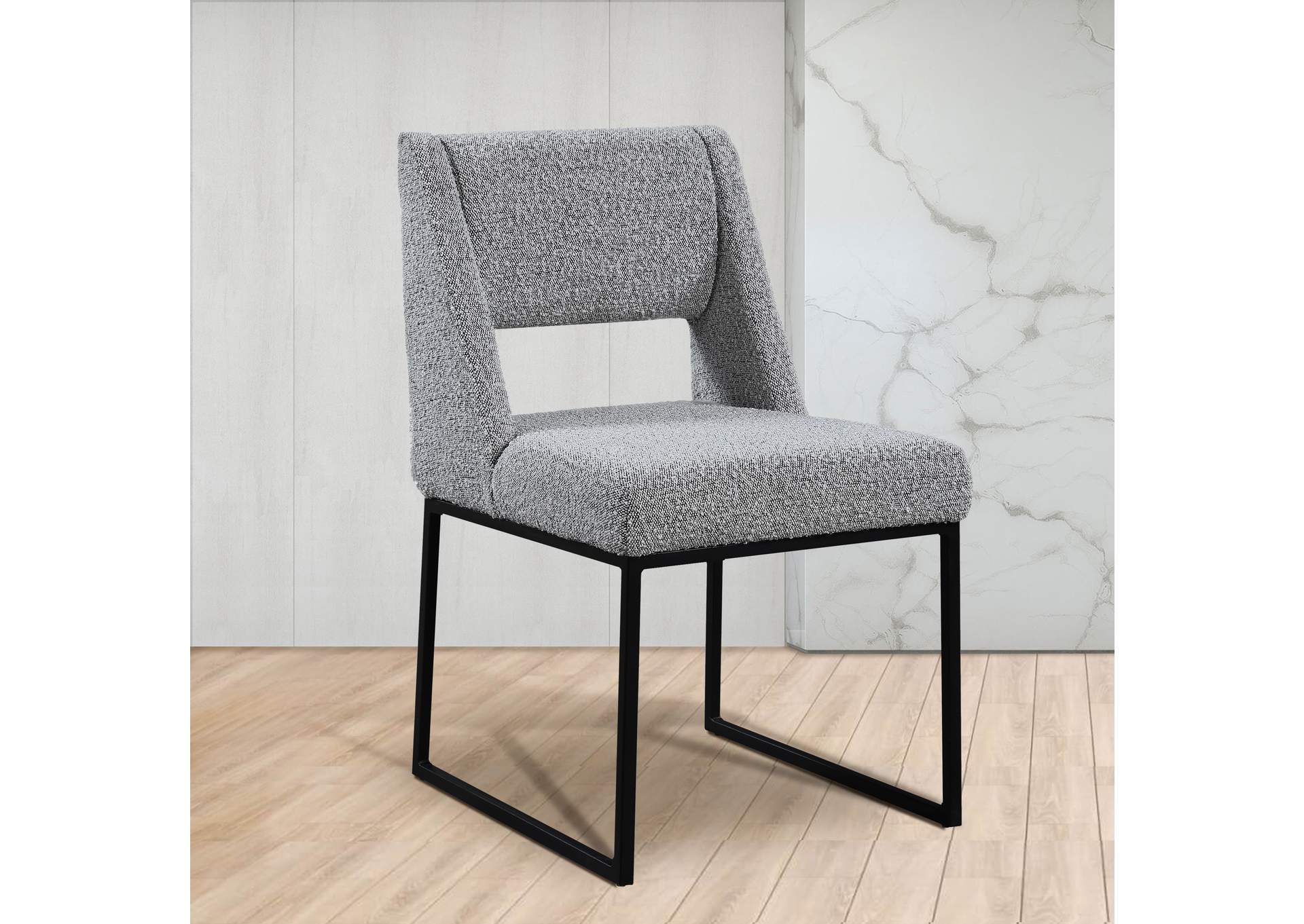 Jayce Grey Boucle Fabric Dining Chair Set of 2,Meridian Furniture