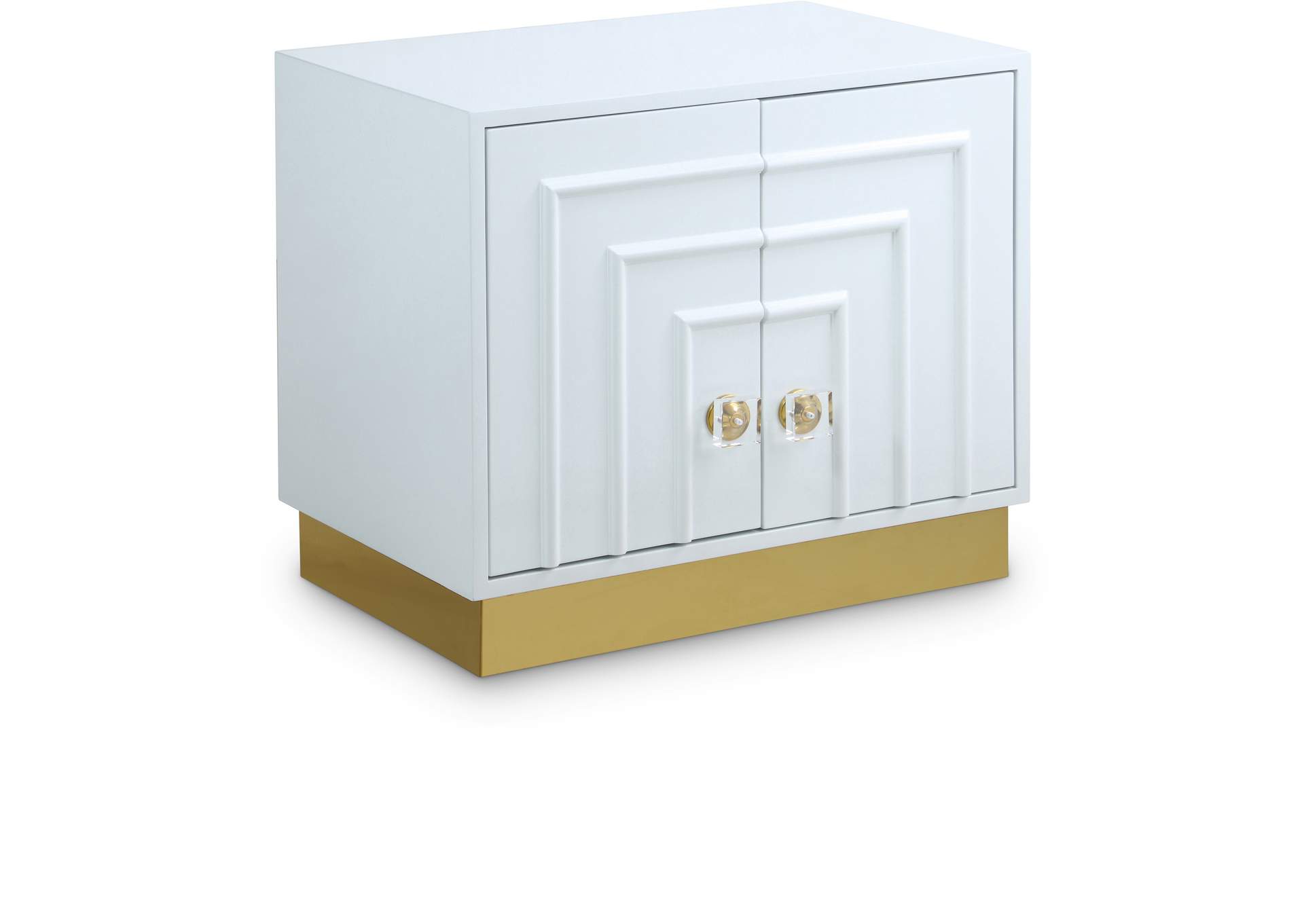 Cosmopolitan White Lacquer Side Table,Meridian Furniture