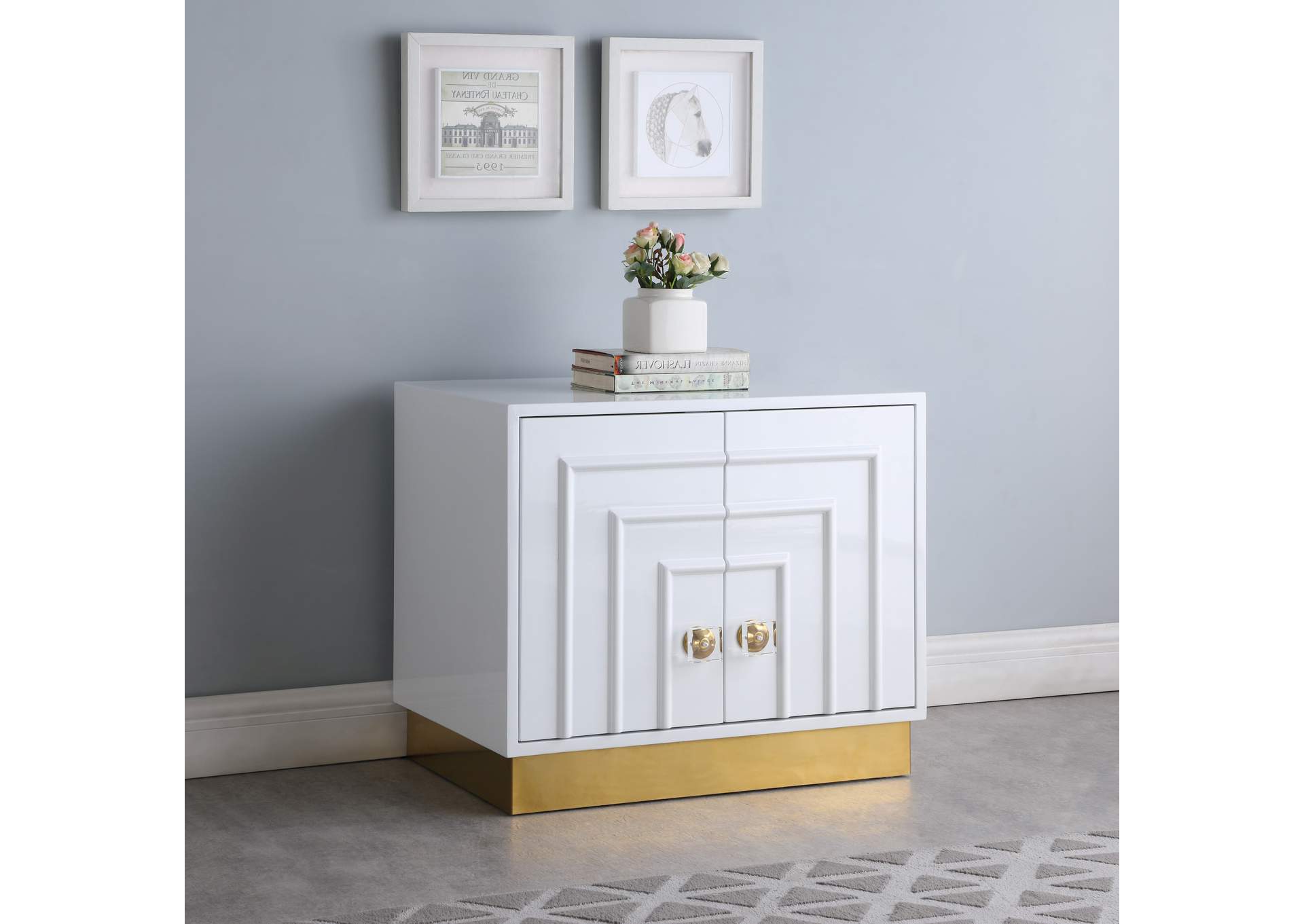 Cosmopolitan White Lacquer Side Table,Meridian Furniture